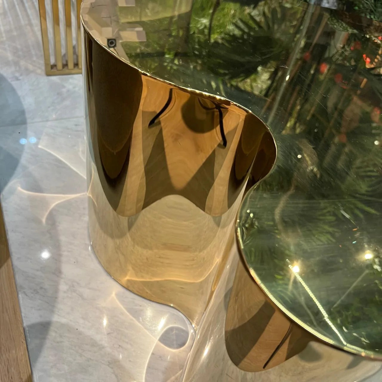 Small Foggia Center Table by BEACON, stylish display item with a modern design, featuring a sleek surface and sturdy legs.