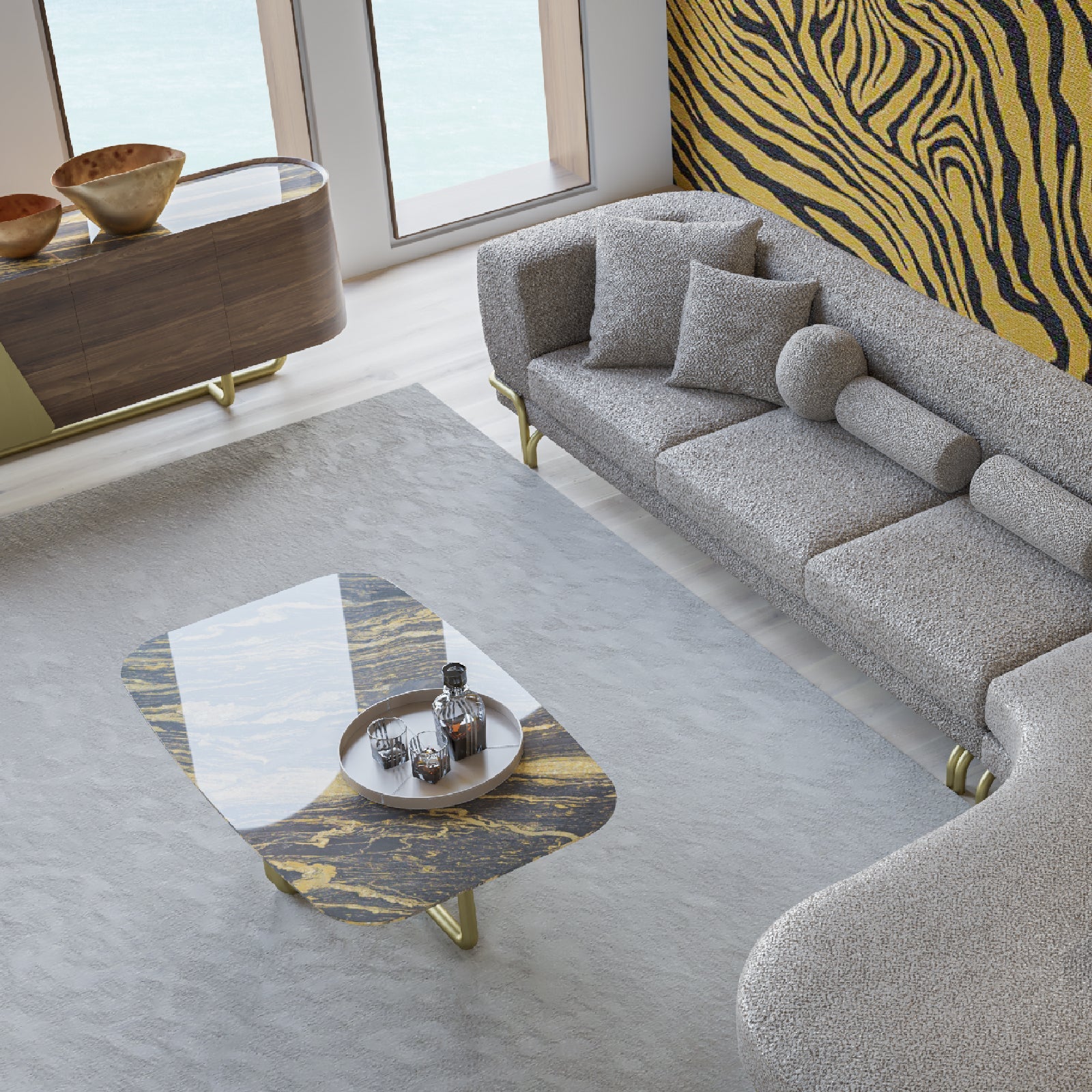 Giallo Center Table by LODA Furniture, showcasing a modern yellow accent table with sleek design and smooth finish.