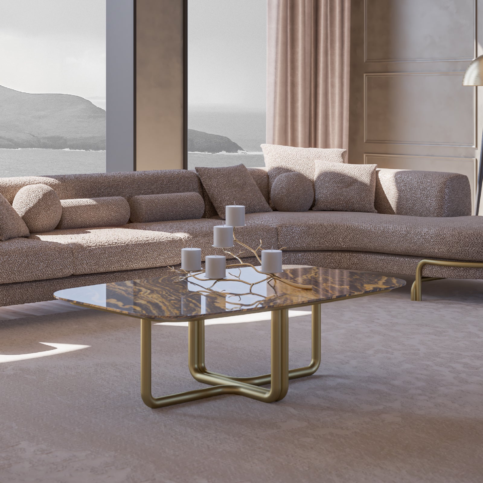 Giallo Center Table by LODA Furniture, modern yellow accent table with sleek design, displayed as a showcase item.