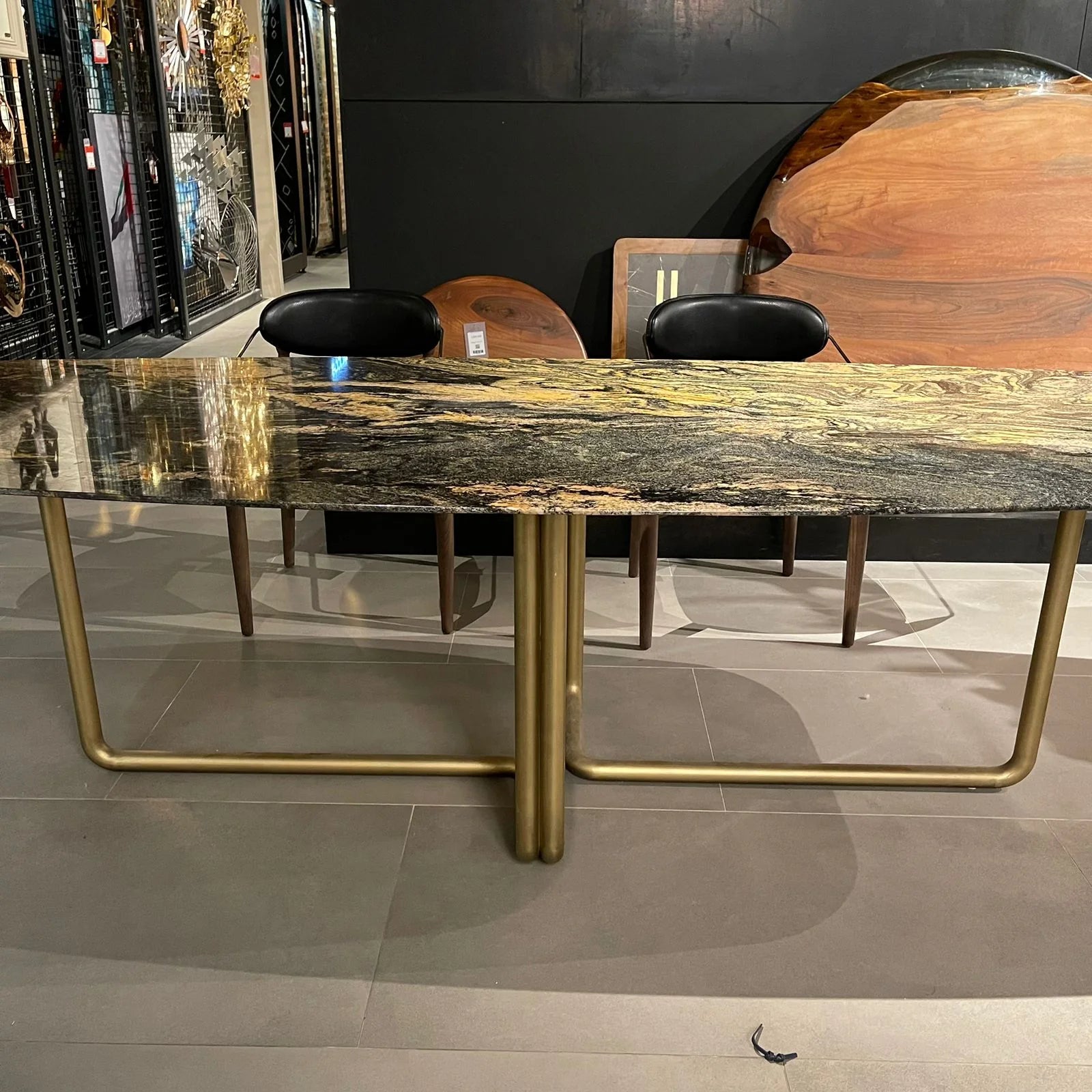 Loda Furniture Giallo Dining Table Gialodt-260 display item in natural wood finish, showcasing its sleek modern design.