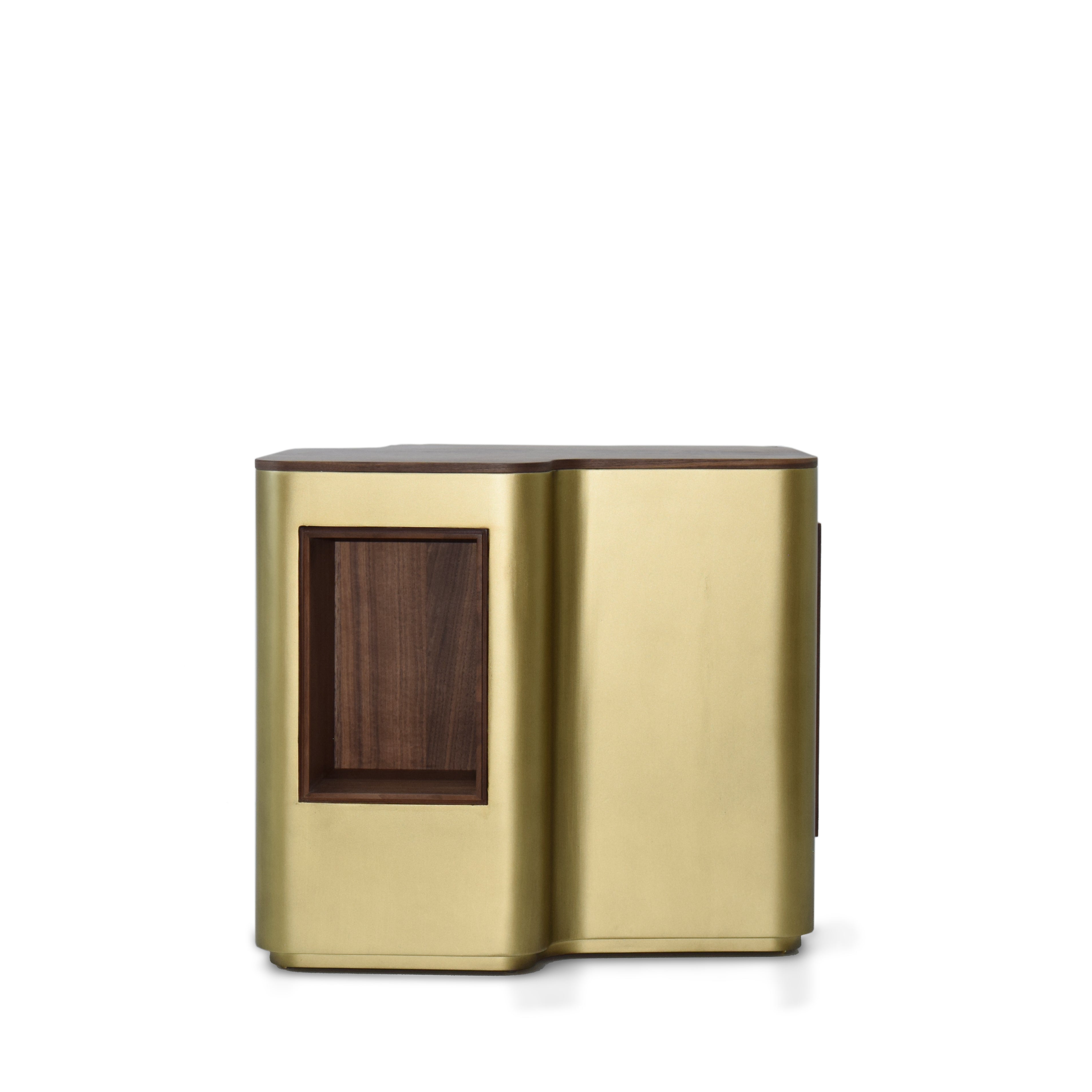 Giallo gold side table by LODA Furniture, modern display item with sleek gold finish and round tabletop design.