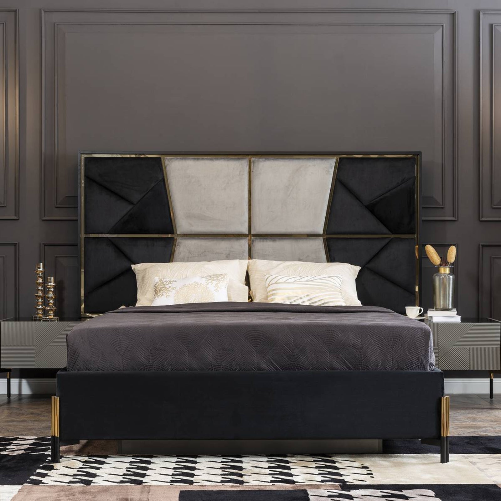 Display Item - Grey Bedroom set  Diva022-BedroomYAS -  DISPLAY ITEM - ebarza Furniture UAE | Shop Modern Furniture in Abu Dhabi & Dubai - مفروشات ايبازرا في الامارات | تسوق اثاث عصري وديكورات مميزة في دبي وابوظبي