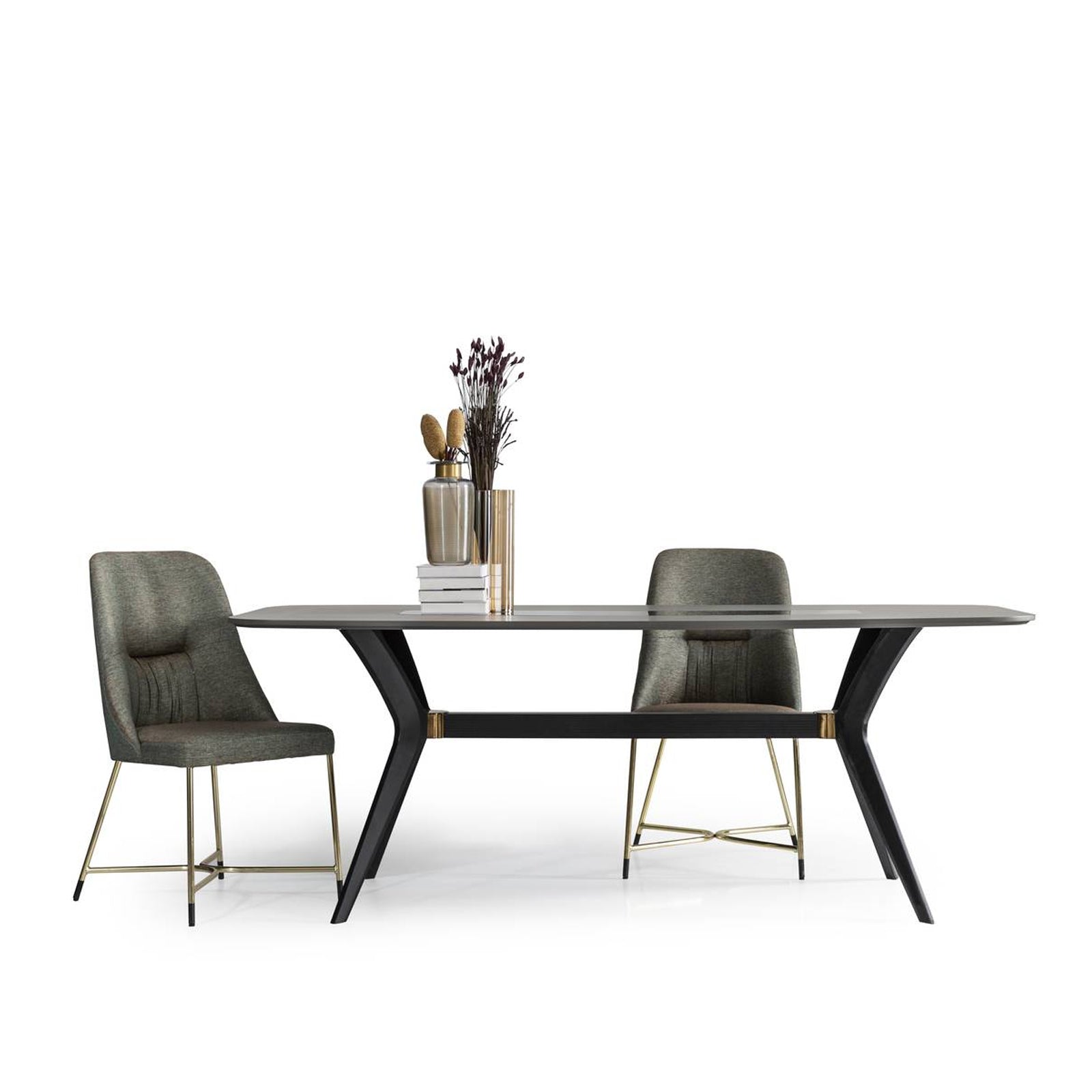 Grey YOL LIVING dining table display item with sleek tabletop and sturdy legs, ideal for modern dining spaces.
