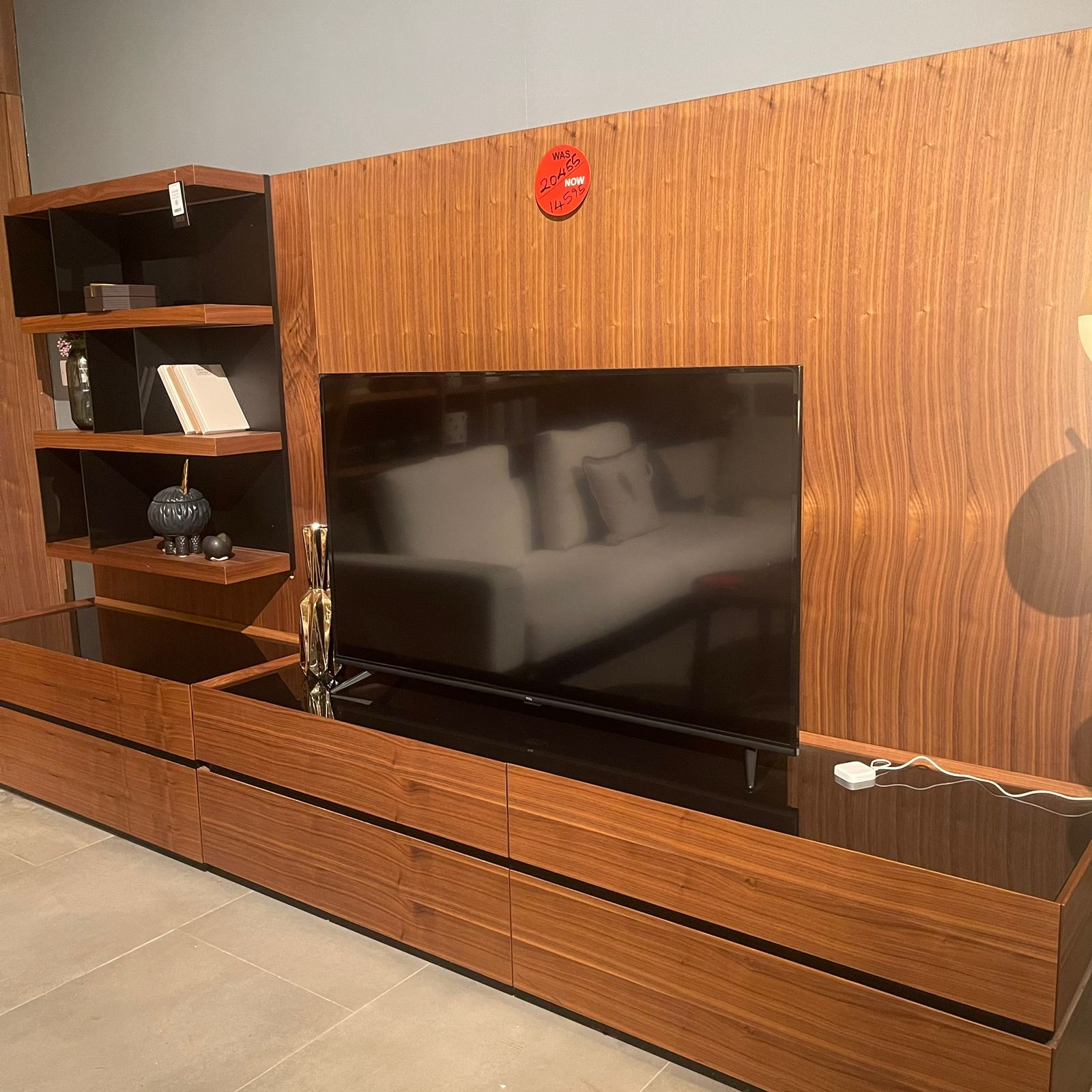Nills Furniture Design Icona TV unit in modern style with open shelves and storage cabinets, ideal for living room entertainment setup.