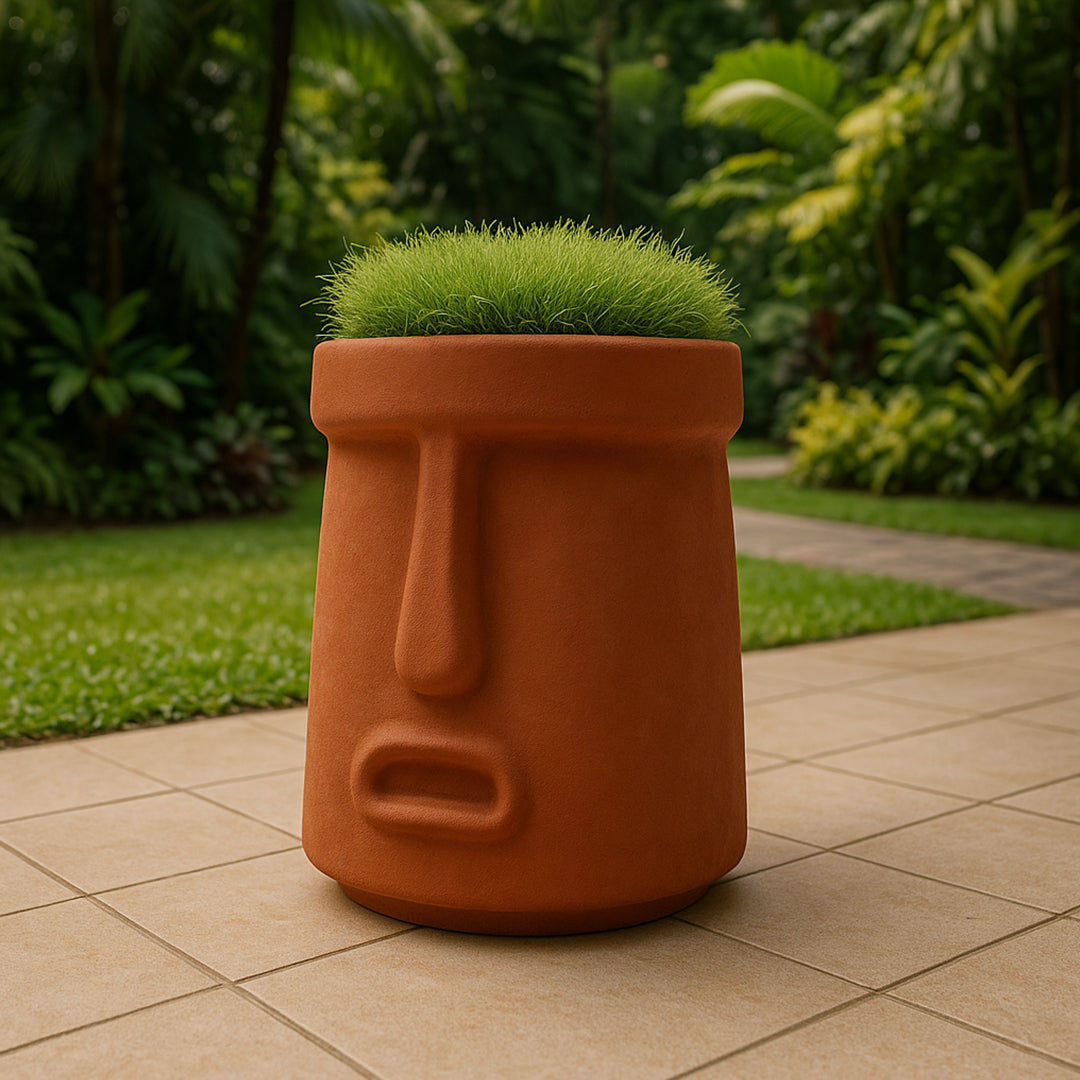 Indoor/outdoor clay planter box by BEACON, XK-6048C-Clay Nakheel, made of durable ceramic for plant display.