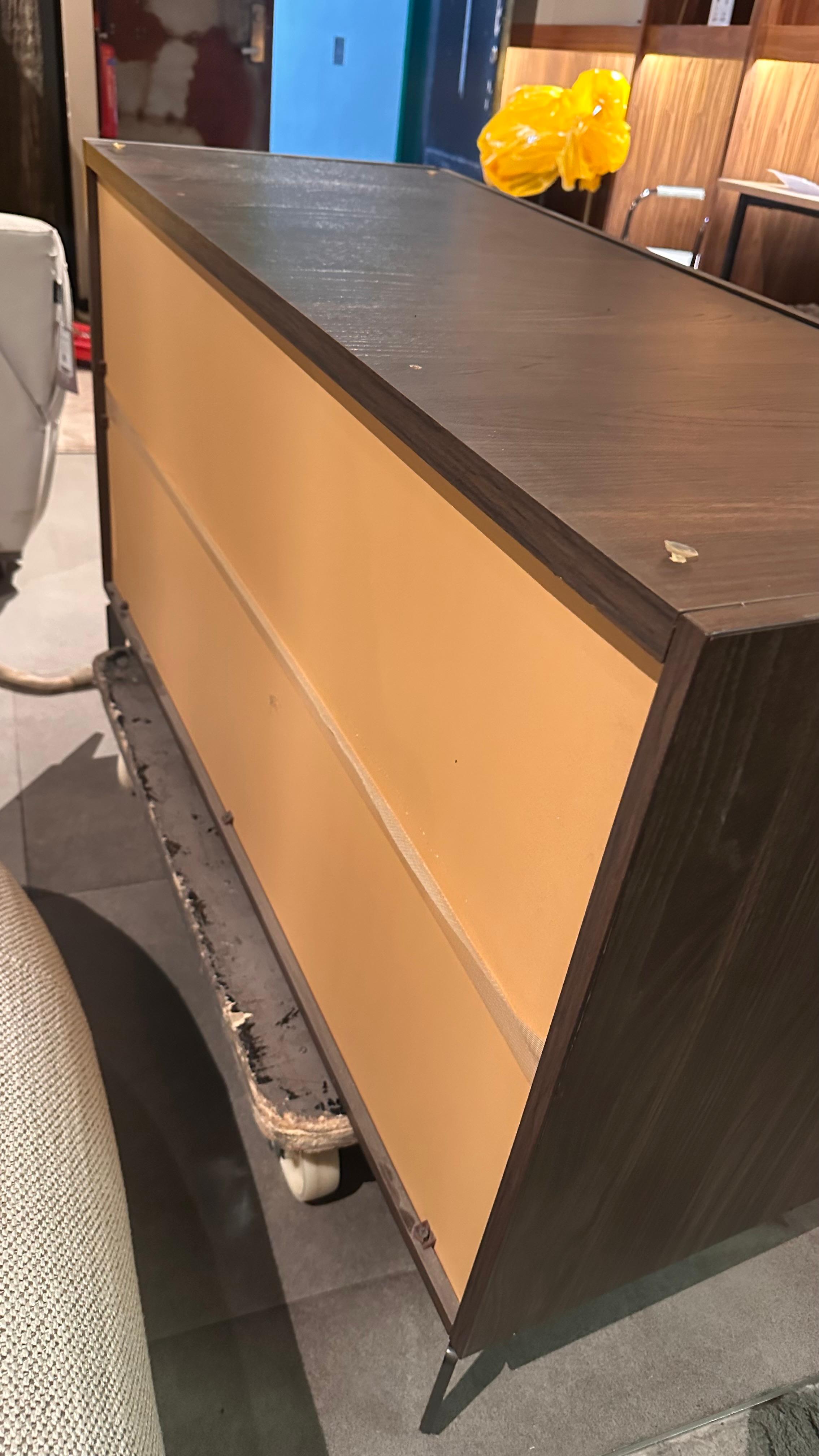 Display image of Lazio Only Dresser with mirror from Saloni, showcasing a sleek wooden dresser and matching mirror.