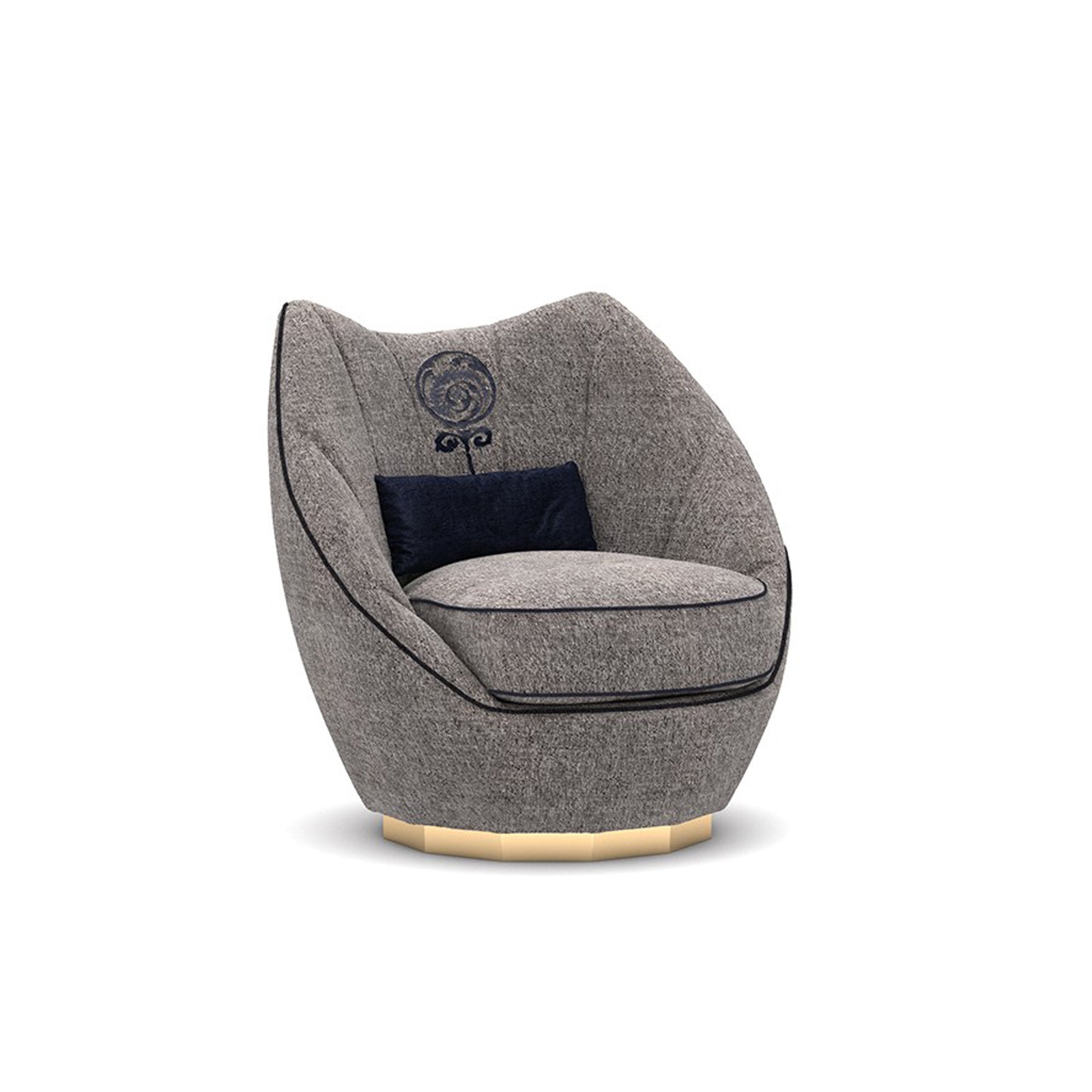 Display of a modern Lisa armchair sofa by Nills Furniture Design, featuring sleek lines and plush upholstery in a contemporary style.