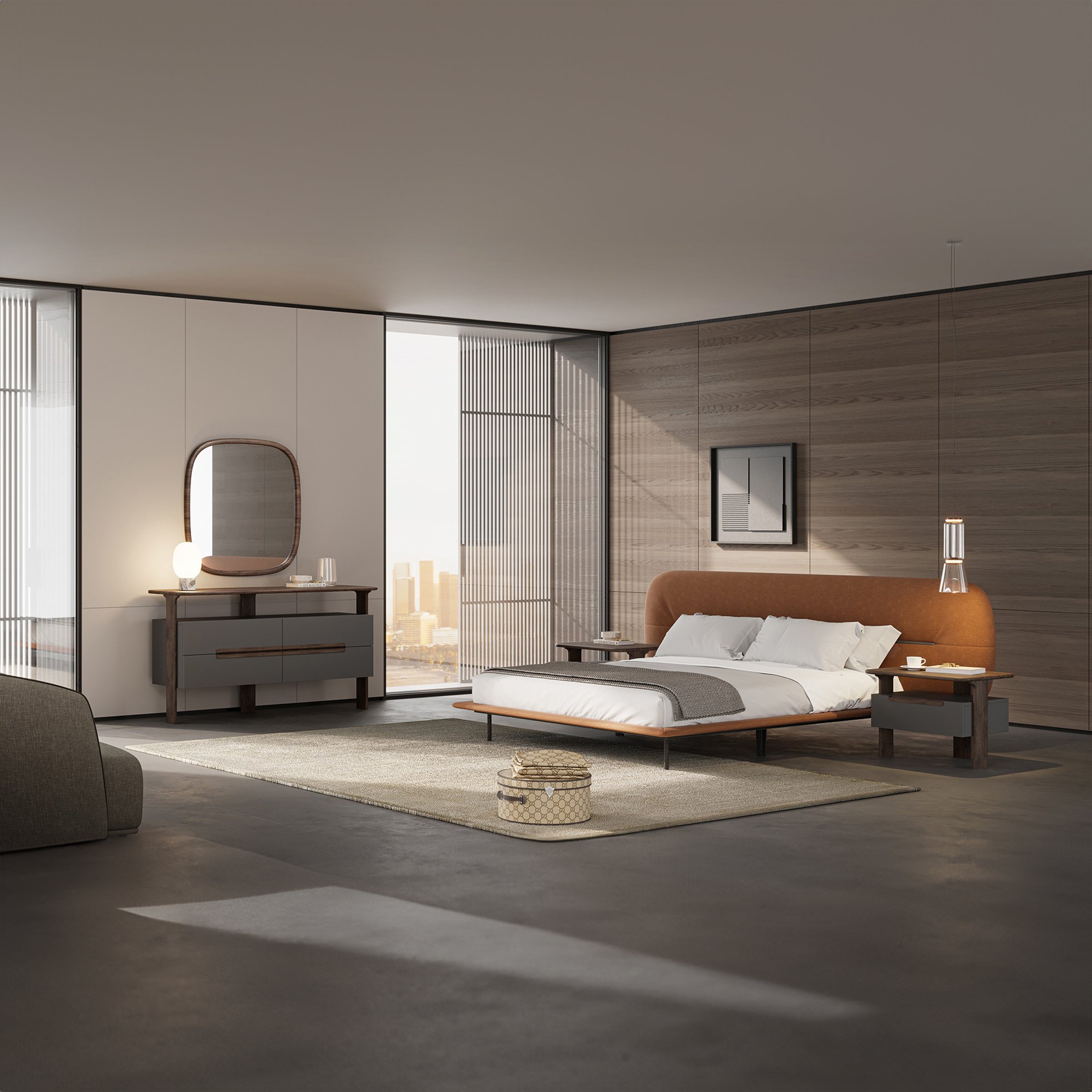 Orange YOLVA King Size Bedstead by YOL Living, modern design with a sturdy frame and sleek finish in the image.