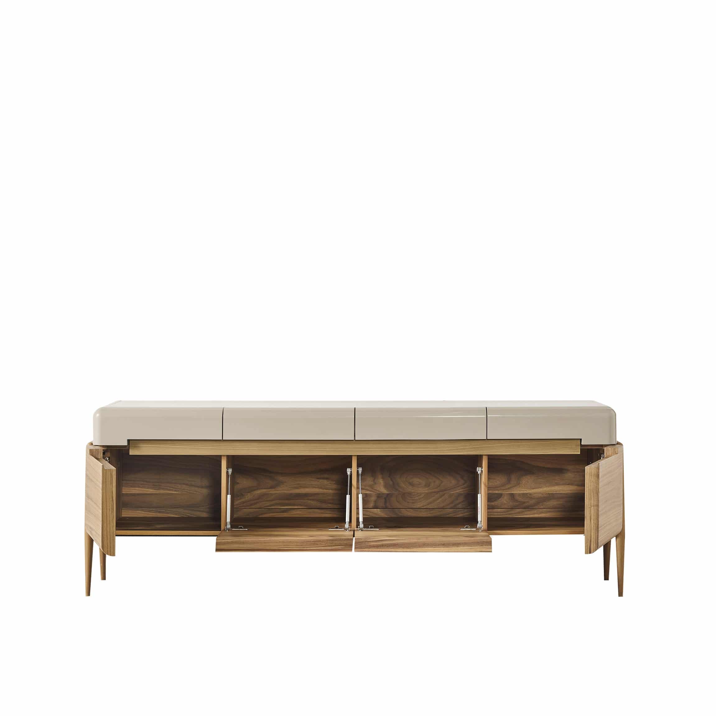 Lucca Kristal sideboard with mirror by KRISTAL MOBILYA, showcasing sleek design and reflective surface in a modern living space.