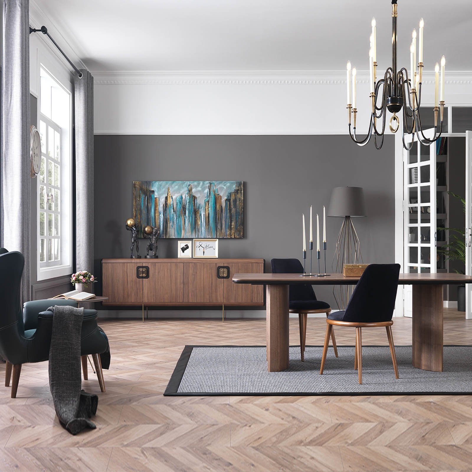 YOL LIVING Luna Dining Chair display model with sleek design and light-colored upholstery, showcasing modern dining room style.