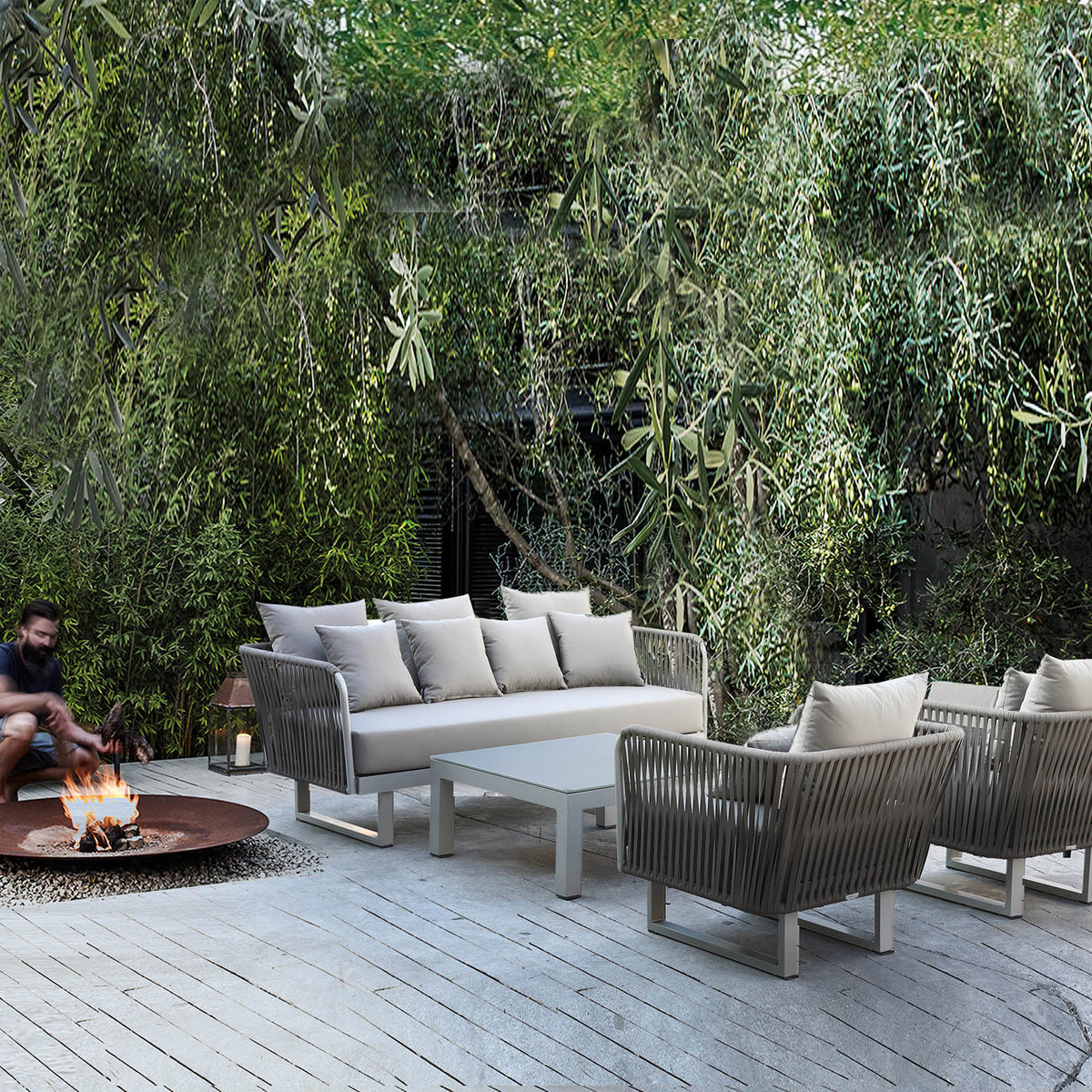 Display image of the Lyon outdoor center table by Beacon, showcasing its modern design and sturdy construction for outdoor use.