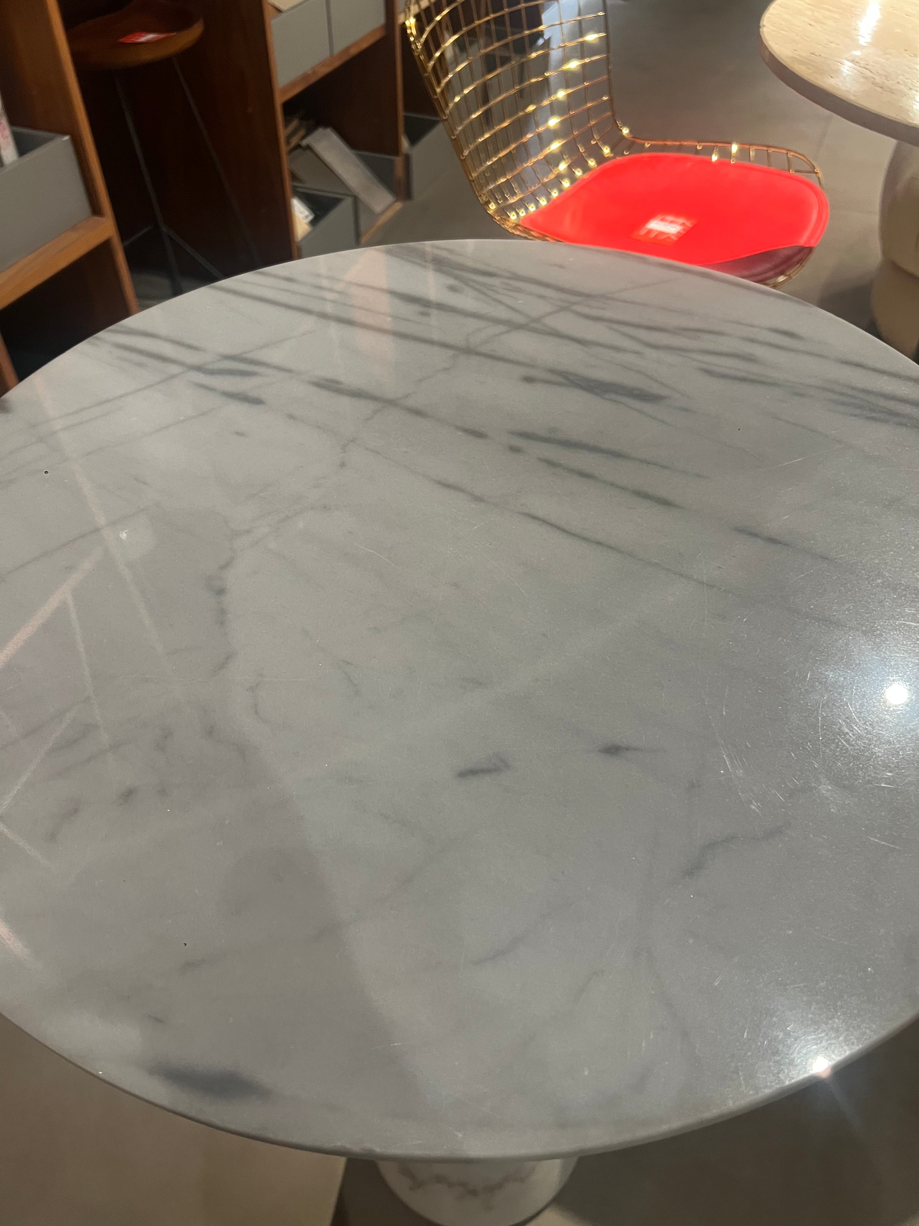 Display of Madrid natural marble bar table by BEACON, showcasing its elegant marble surface and sturdy design.