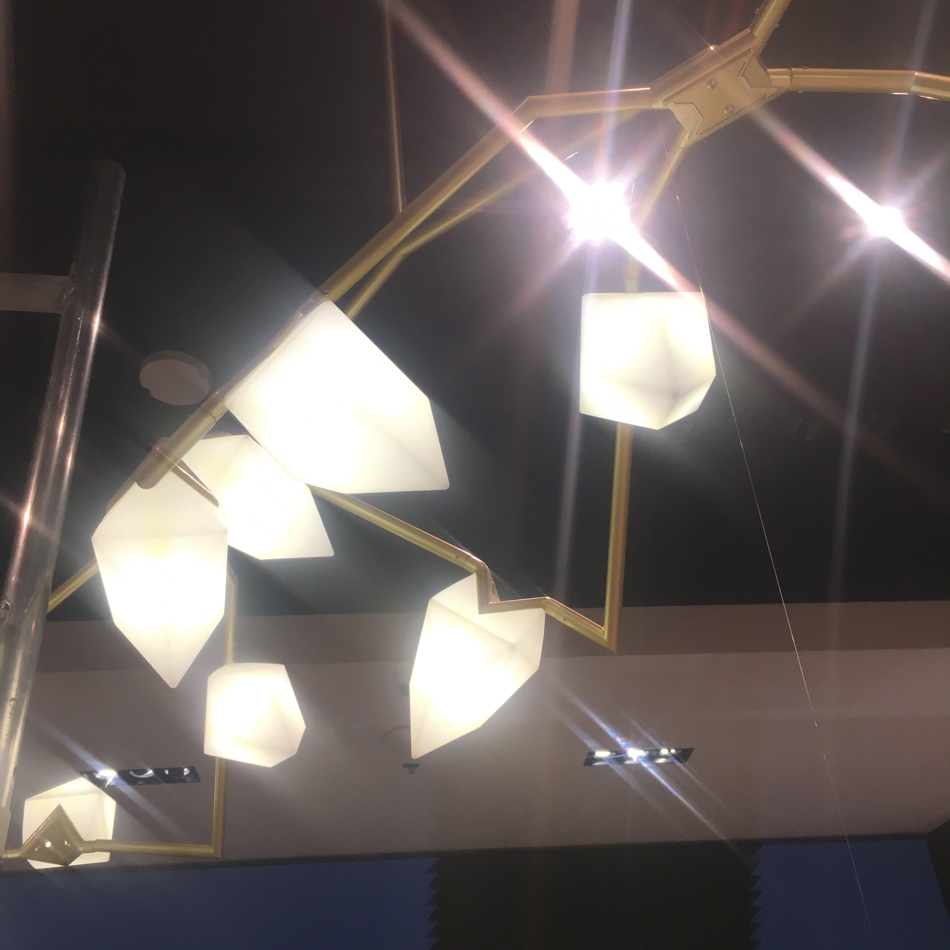 Display item of the Masko 12-heads chandelier by Beacon, showcasing the elegant, modern design with multiple hanging light fixtures.