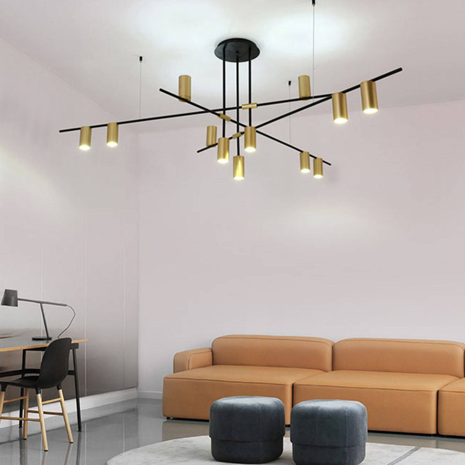 Monaco 12-heads pendant lamp by BEACON, modern chandelier with multiple hanging lights, displayed on a neutral background.