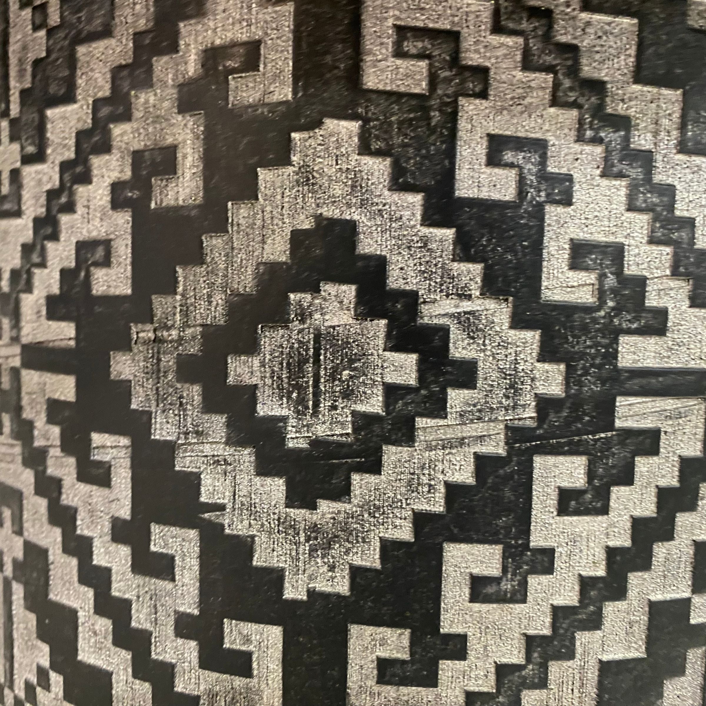 Nills Furniture Design Motif Side Table with intricate geometric pattern, showcasing modern wooden craftsmanship.