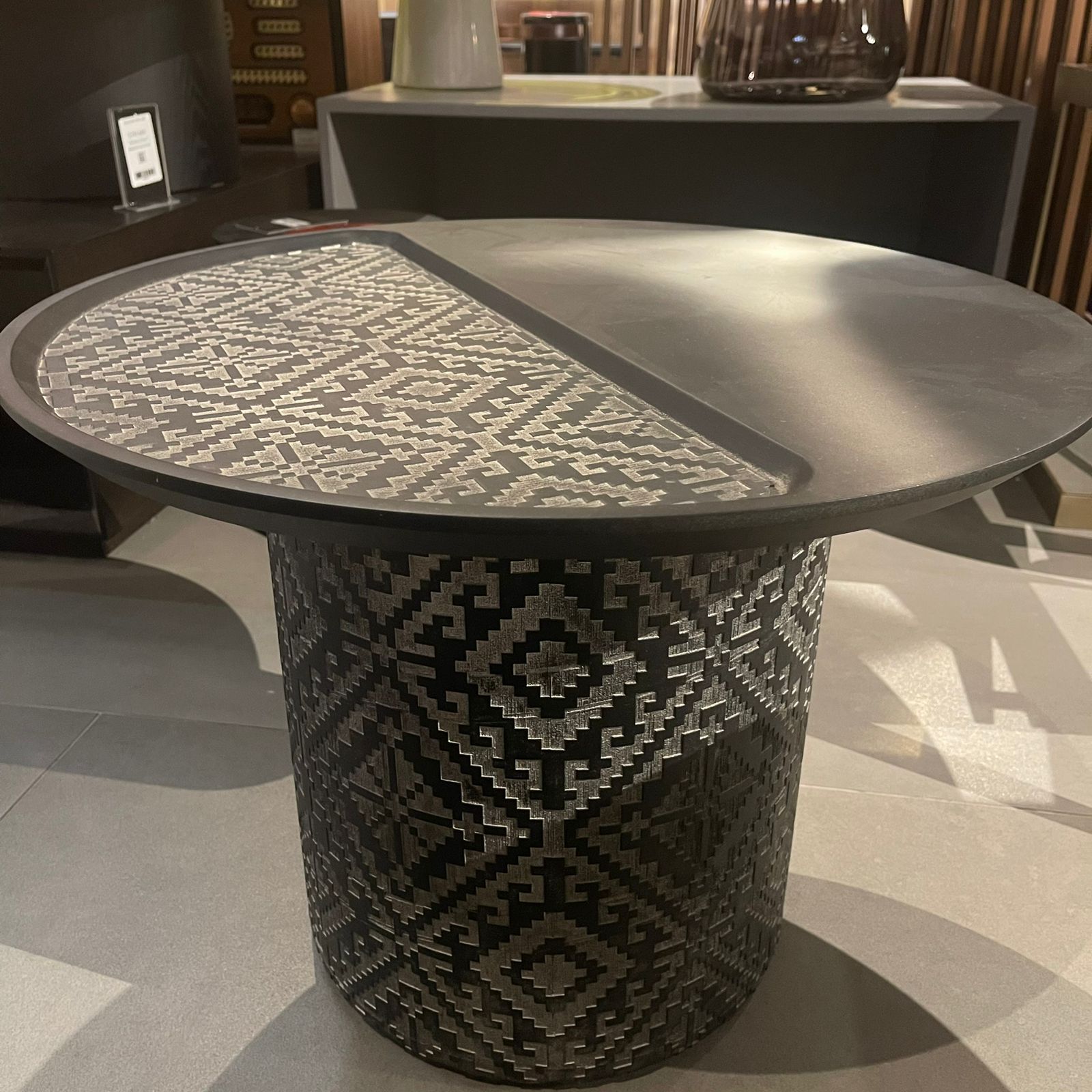 Modern Motif Side Table by Nills Furniture Design featuring a stylish, compact display piece with intricate pattern details.