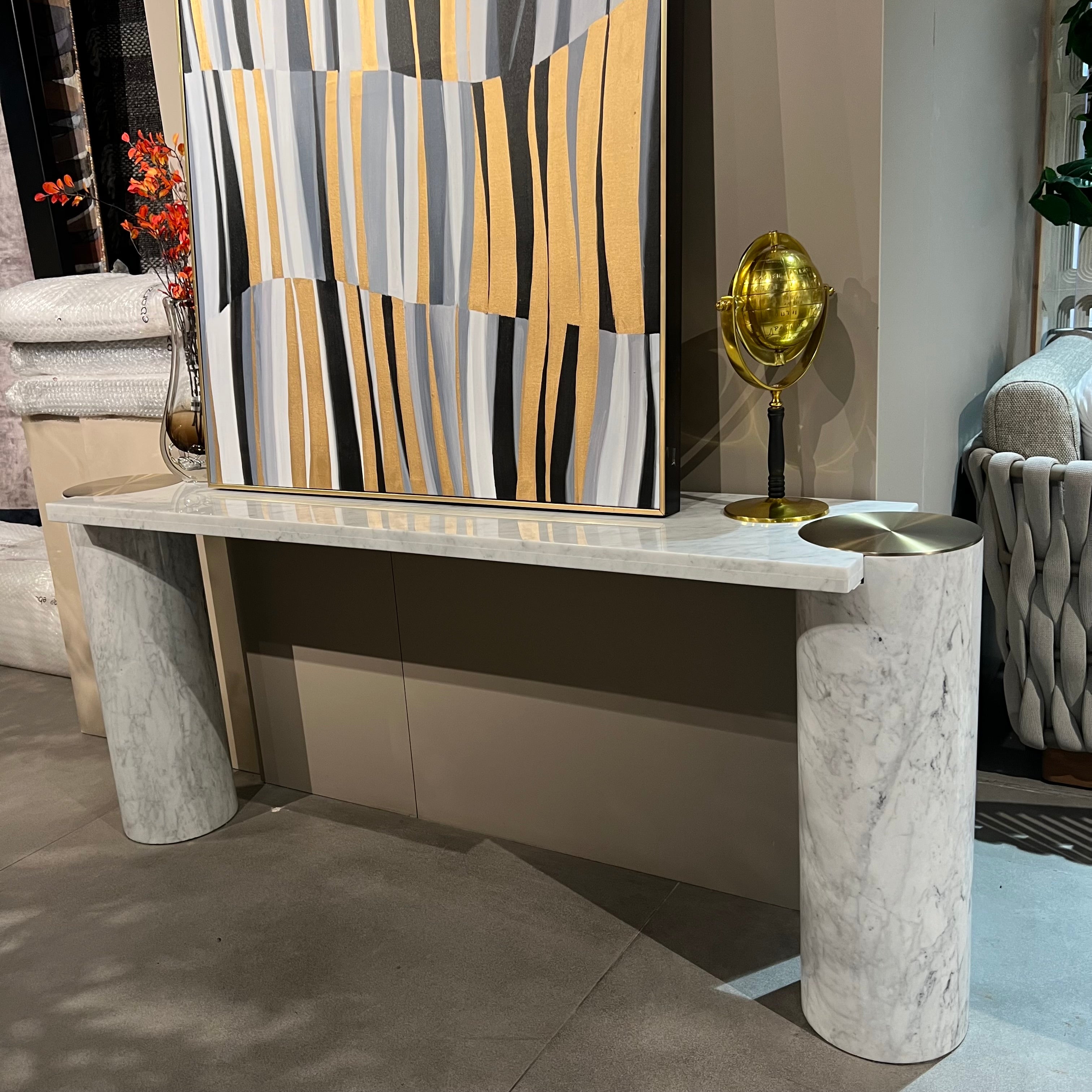 Display Item - Natural Marble Console 165cm Table Dz463Dt-C Nakheel -  DISPLAY ITEM - ebarza Furniture UAE | Shop Modern Furniture in Abu Dhabi & Dubai - مفروشات ايبازرا في الامارات | تسوق اثاث عصري وديكورات مميزة في دبي وابوظبي