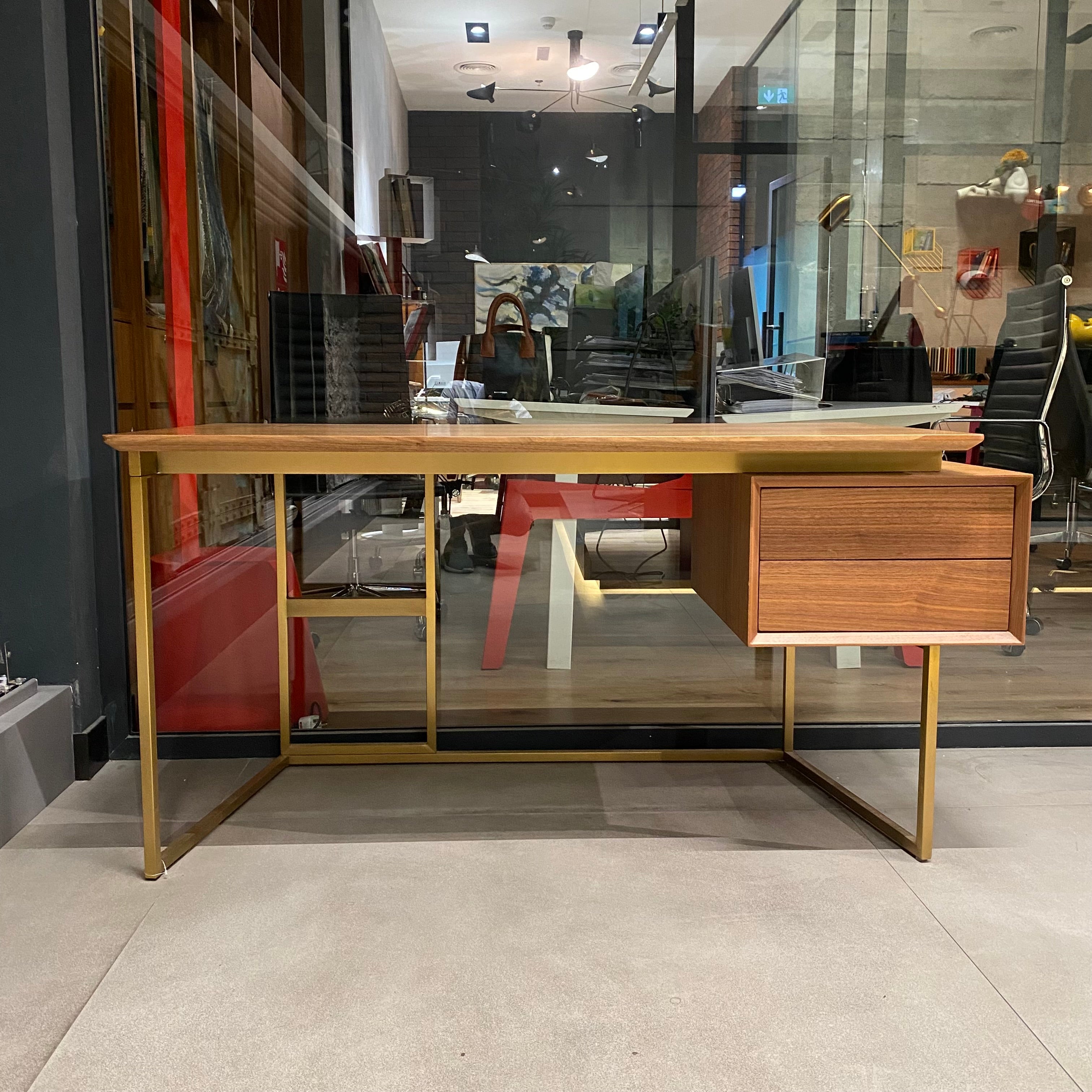 Display item of the Nord Desk, 146 cm, by Beacon Civil, shown in natural wood finish with sleek modern design.
