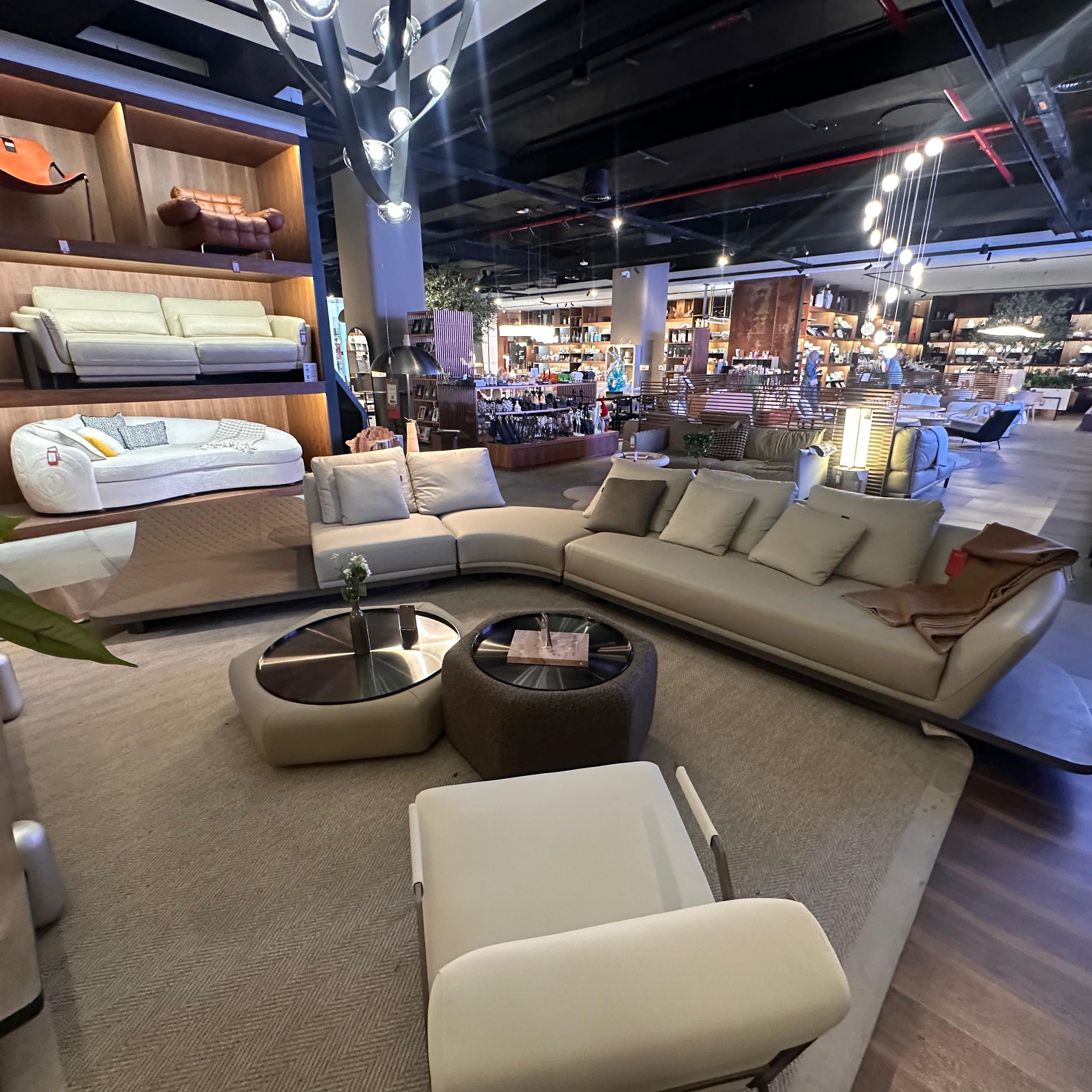 Display image of the NYON sofa from Beacon, showcasing its modern design and fabric upholstery.