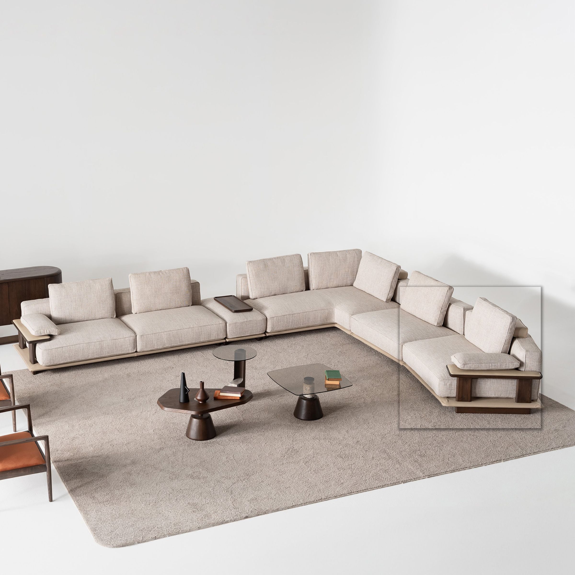 Odeon C module with right arm, 160cm, for Odeon sofa by HOMAGE KOLTUK, featuring beige fabric and modern design.