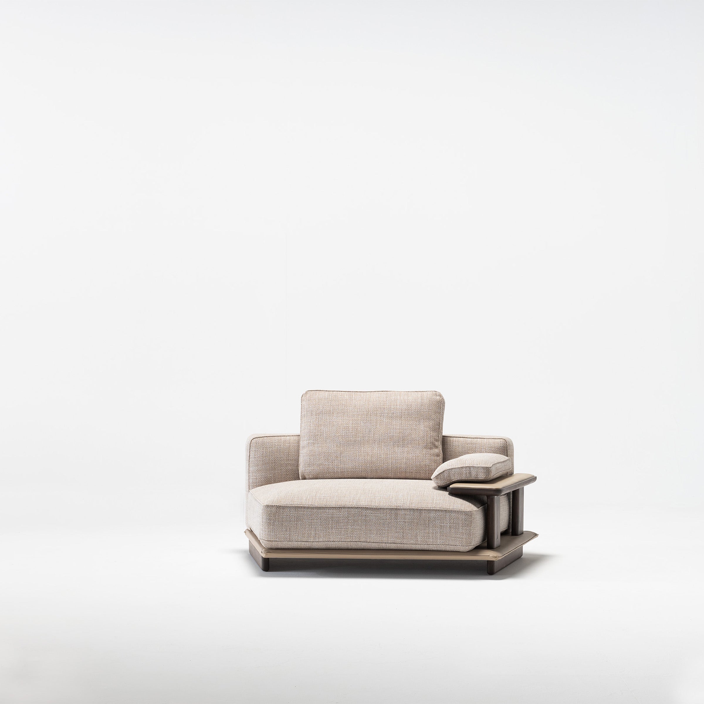 HOMAGE KOLTUK Odeon C Module with right arm, 160cm, for Odeon sofa, beige fabric, modern design, upholstery details visible