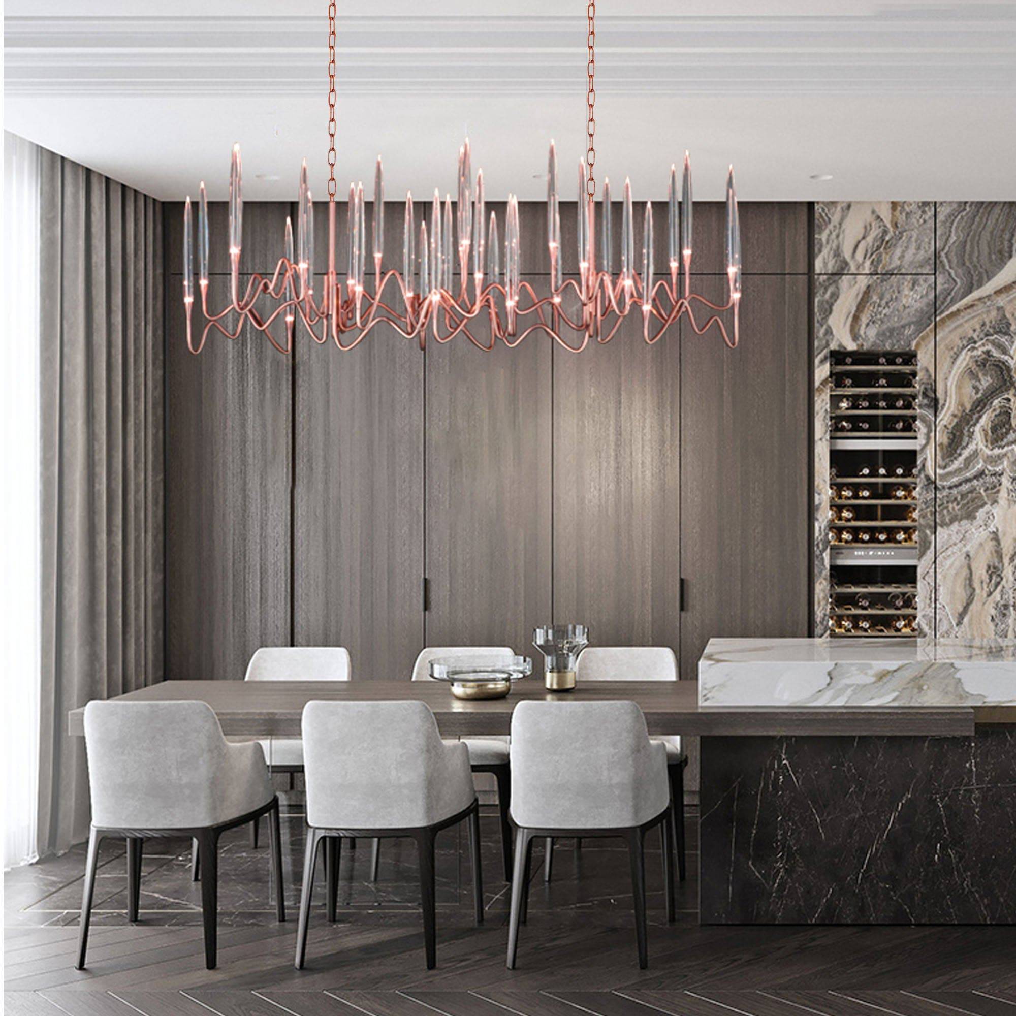 Display Item - Opus Long Chandelier Cy-New-091-Rg Nakheel -  DISPLAY ITEM - ebarza Furniture UAE | Shop Modern Furniture in Abu Dhabi & Dubai - مفروشات ايبازرا في الامارات | تسوق اثاث عصري وديكورات مميزة في دبي وابوظبي