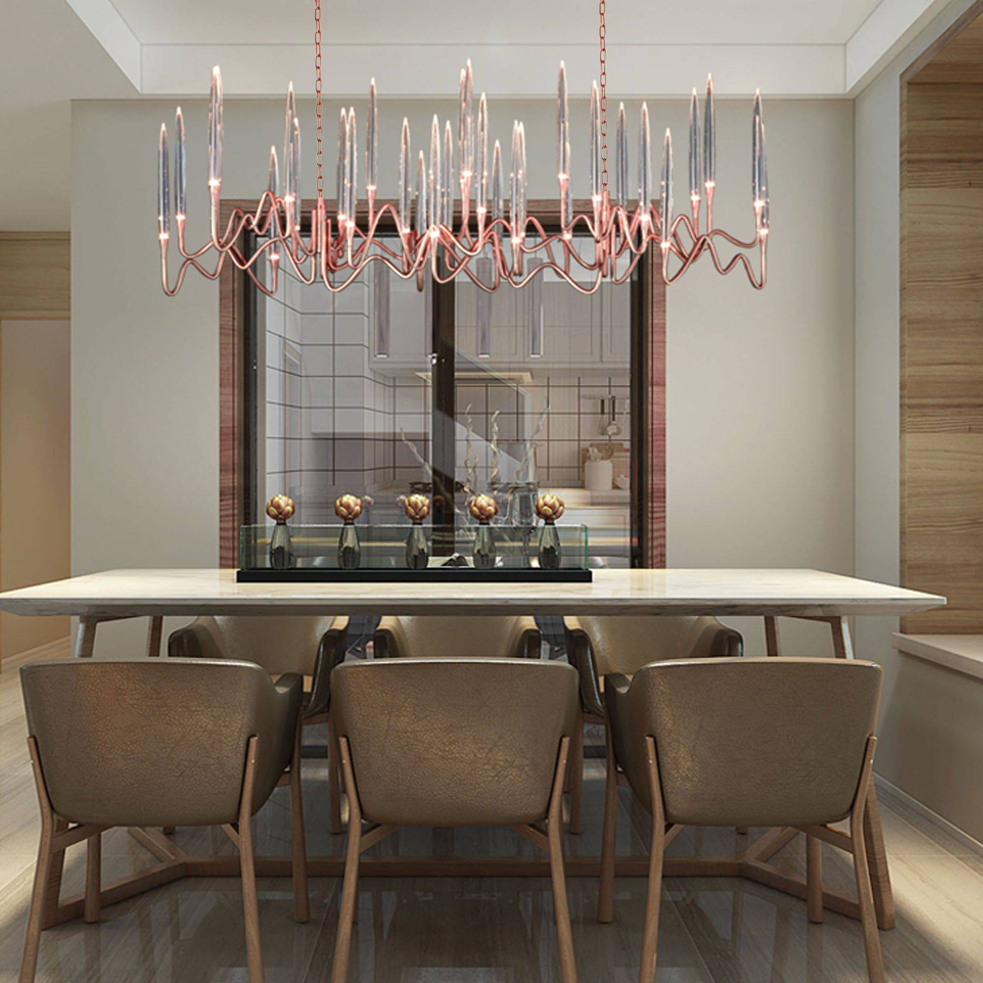 Display Item - Opus Long Chandelier Cy-New-091-Rg Nakheel -  DISPLAY ITEM - ebarza Furniture UAE | Shop Modern Furniture in Abu Dhabi & Dubai - مفروشات ايبازرا في الامارات | تسوق اثاث عصري وديكورات مميزة في دبي وابوظبي