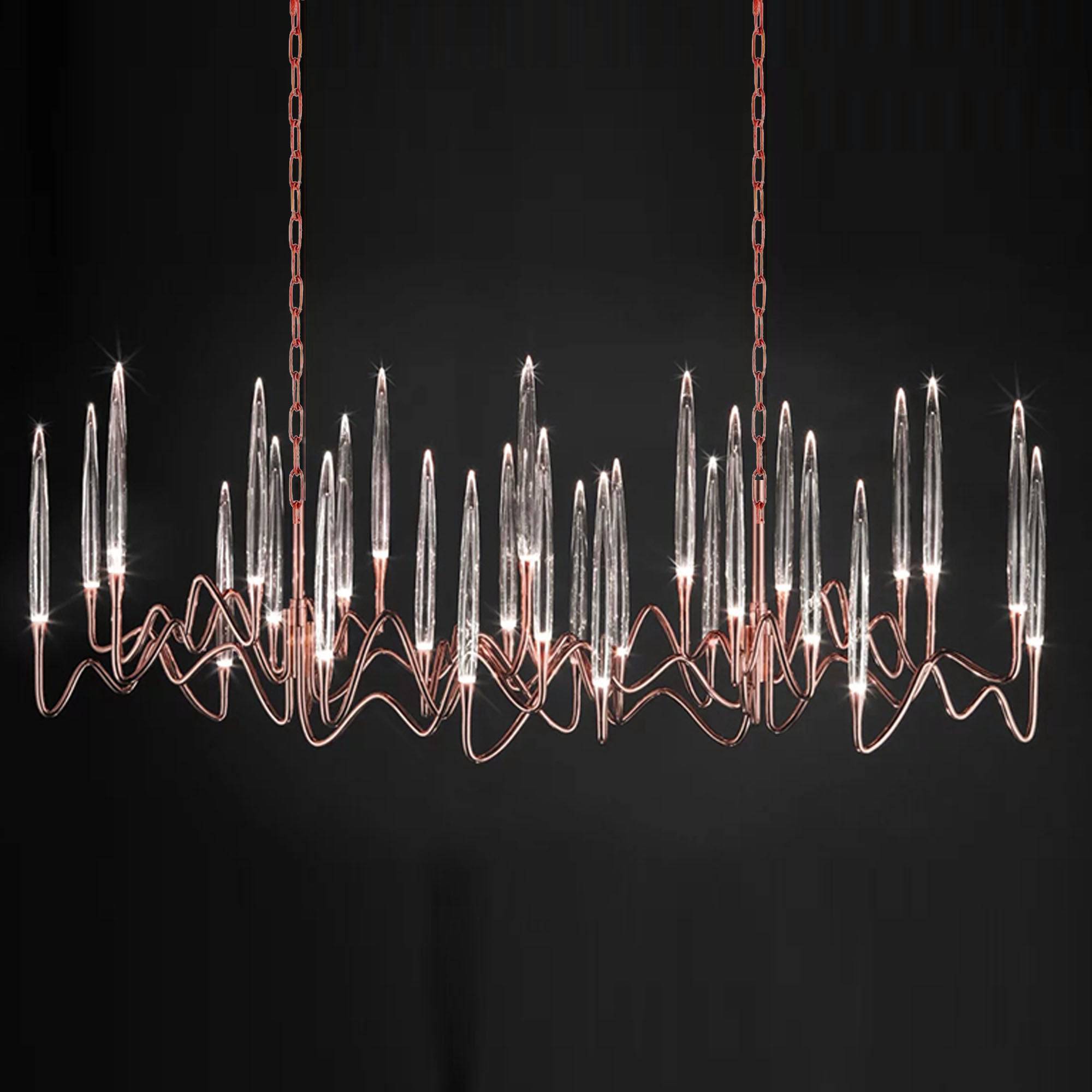Display Item - Opus Long Chandelier Cy-New-091-Rg Nakheel -  DISPLAY ITEM - ebarza Furniture UAE | Shop Modern Furniture in Abu Dhabi & Dubai - مفروشات ايبازرا في الامارات | تسوق اثاث عصري وديكورات مميزة في دبي وابوظبي