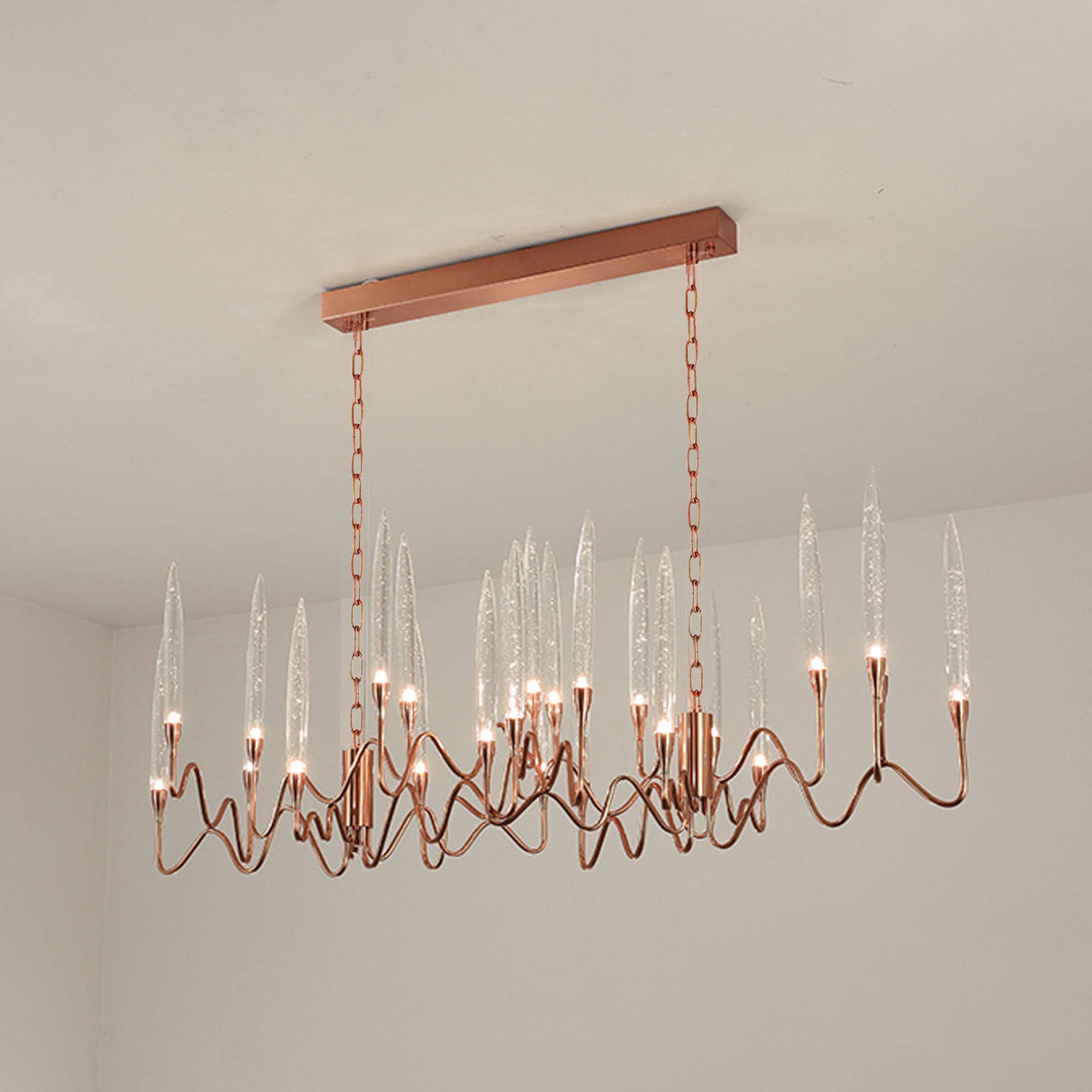 Display Item - Opus Long Chandelier Cy-New-091-Rg Nakheel -  DISPLAY ITEM - ebarza Furniture UAE | Shop Modern Furniture in Abu Dhabi & Dubai - مفروشات ايبازرا في الامارات | تسوق اثاث عصري وديكورات مميزة في دبي وابوظبي