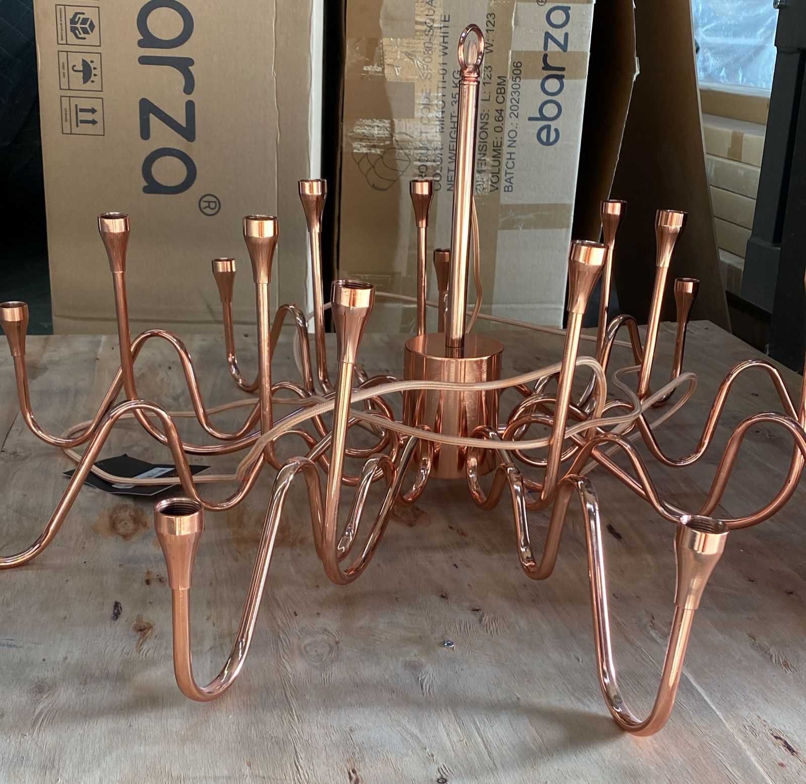 Display Item - Opus Long Chandelier Cy-New-091-Rg Nakheel -  DISPLAY ITEM - ebarza Furniture UAE | Shop Modern Furniture in Abu Dhabi & Dubai - مفروشات ايبازرا في الامارات | تسوق اثاث عصري وديكورات مميزة في دبي وابوظبي