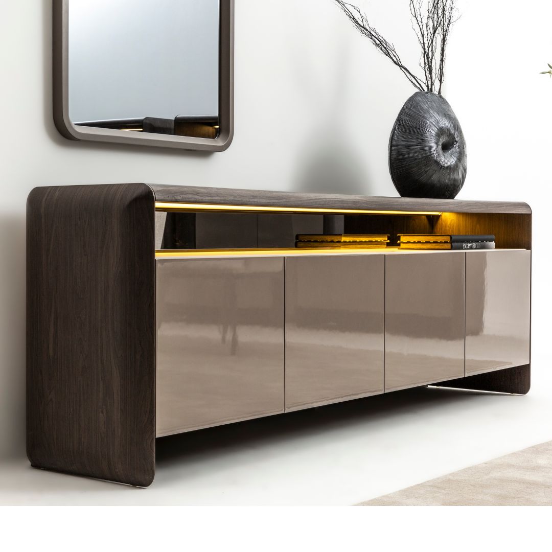 MESSONI ORCA sideboard console with sleek modern design, featuring a dark wood finish and ample storage space.
