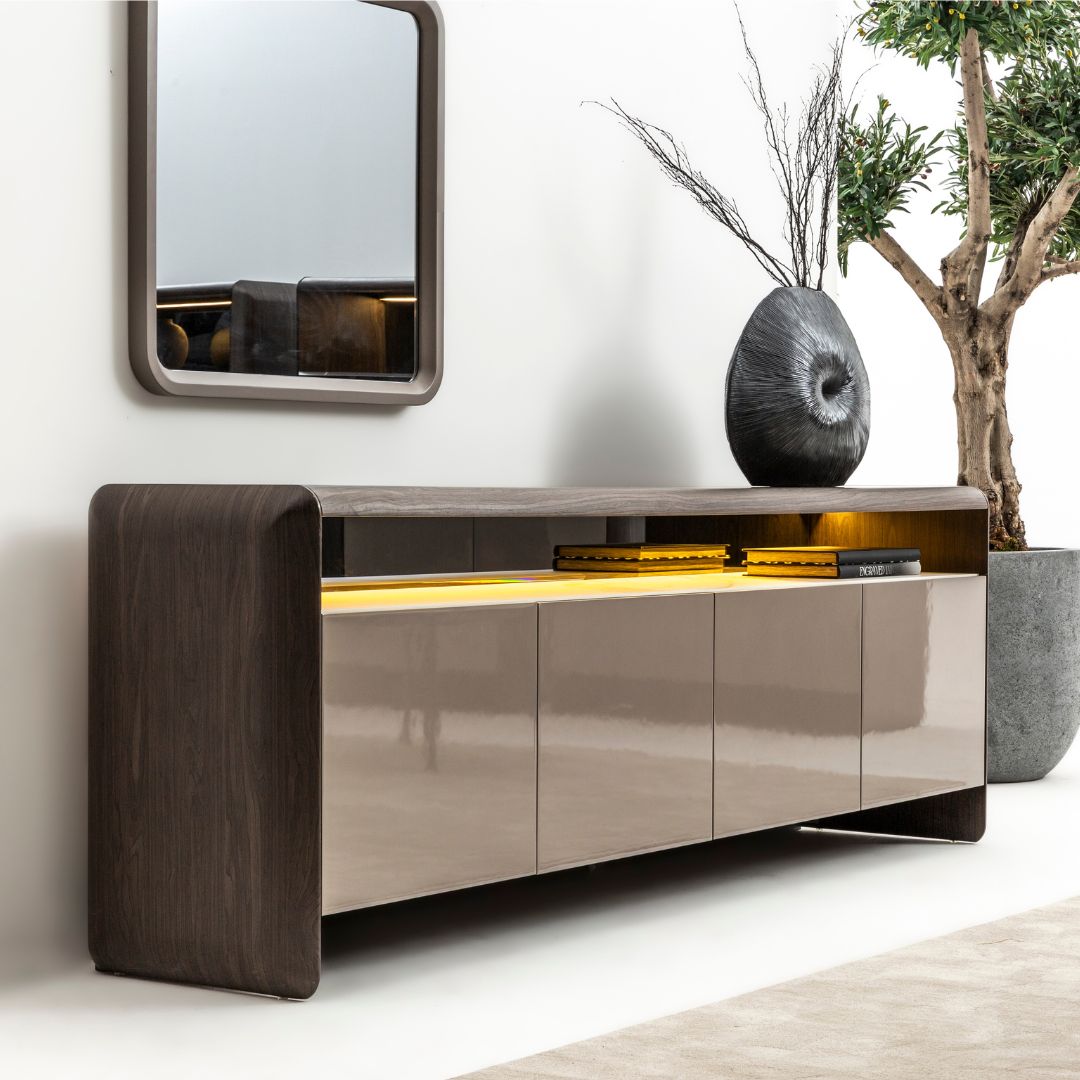 Modern MESSONI ORCA sideboard console with sleek design and storage, featuring a dark finish and minimalist style.