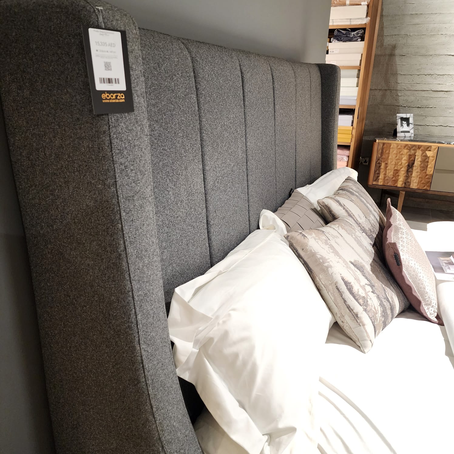 Display of a Prada Elegant Bedroom Set by NILLS Furniture Design, featuring stylish bedroom furniture and decor elements.