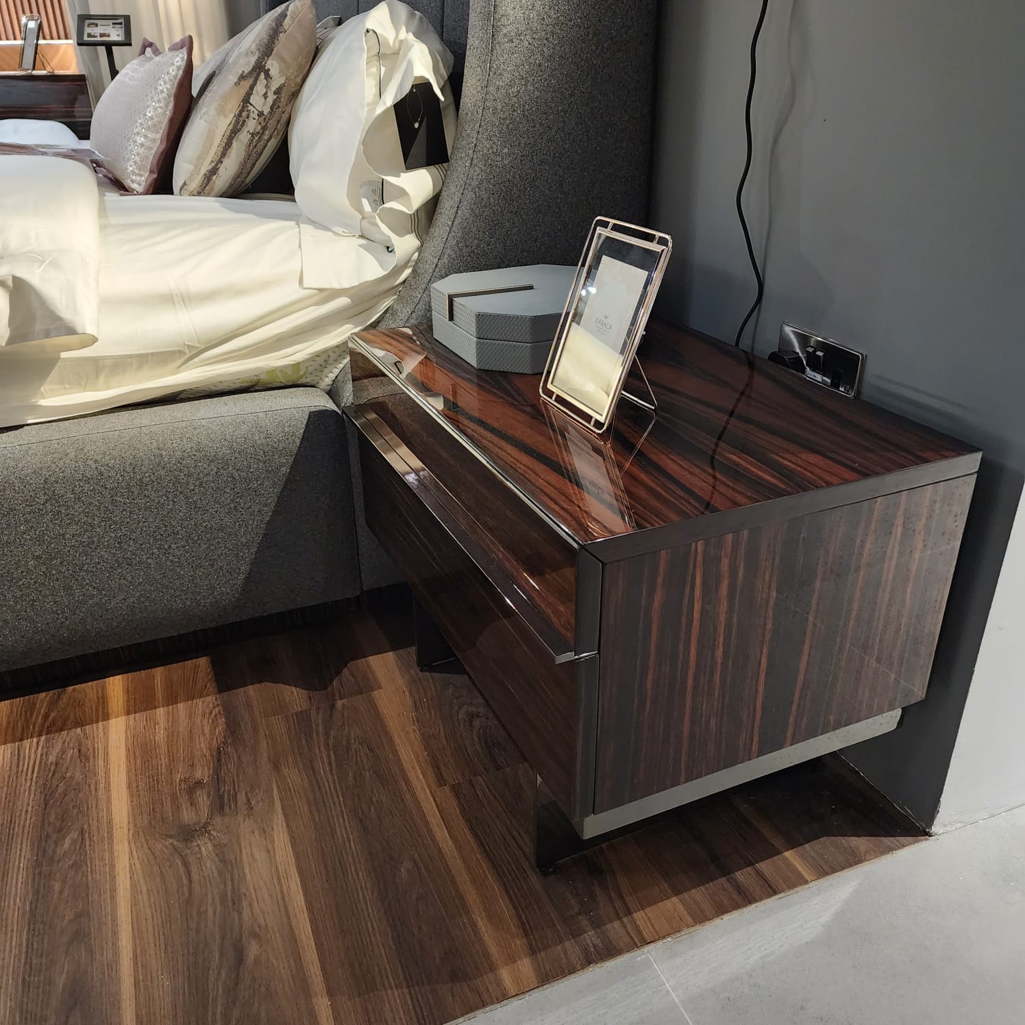 Display item of Prada Elegant Bedroom Set by Nills Furniture Design, showcasing the stylish bed and matching bedroom furniture.