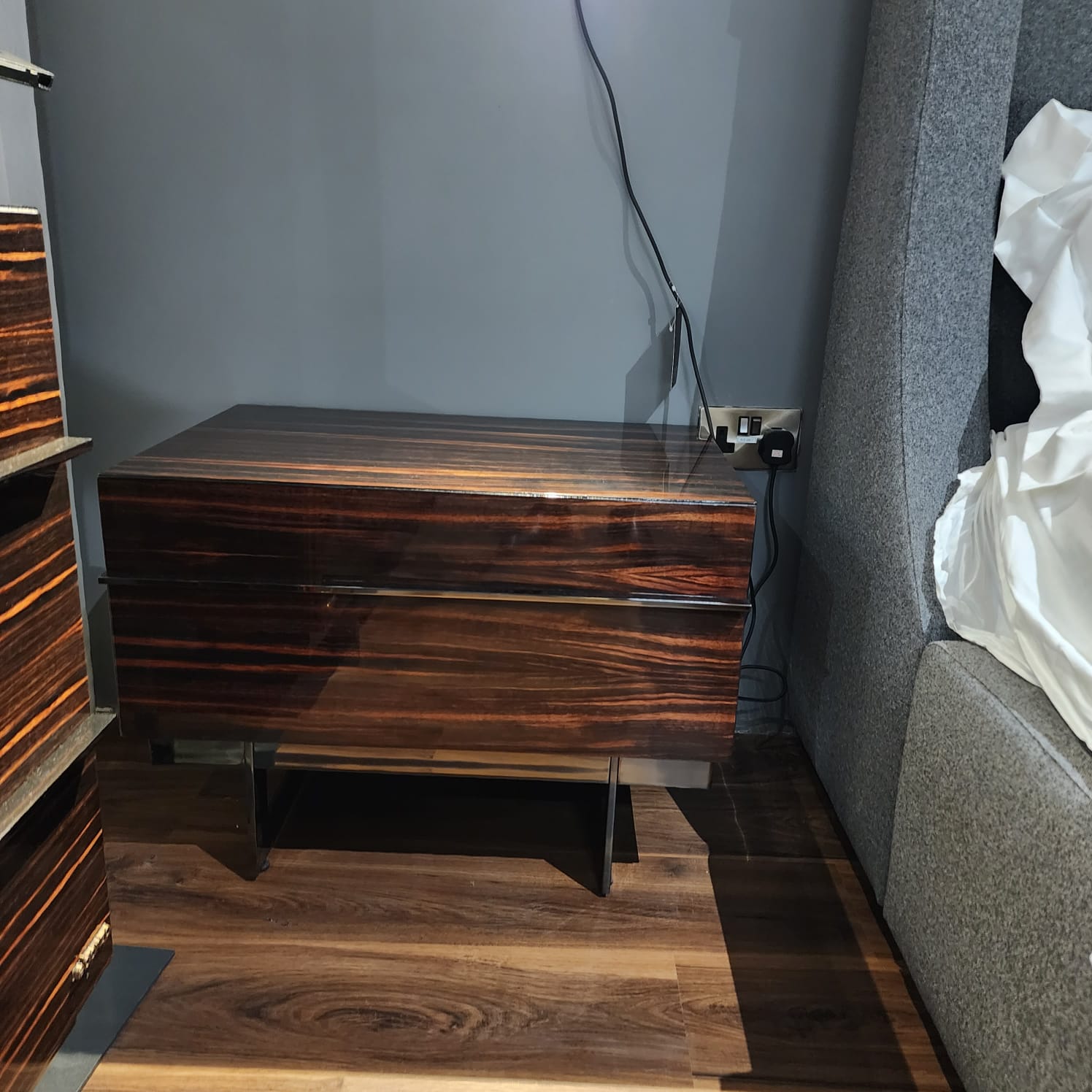 Display of Prada Elegant Bedroom Set by Nills Furniture Design, featuring stylish bed frame and matching bedroom furniture.