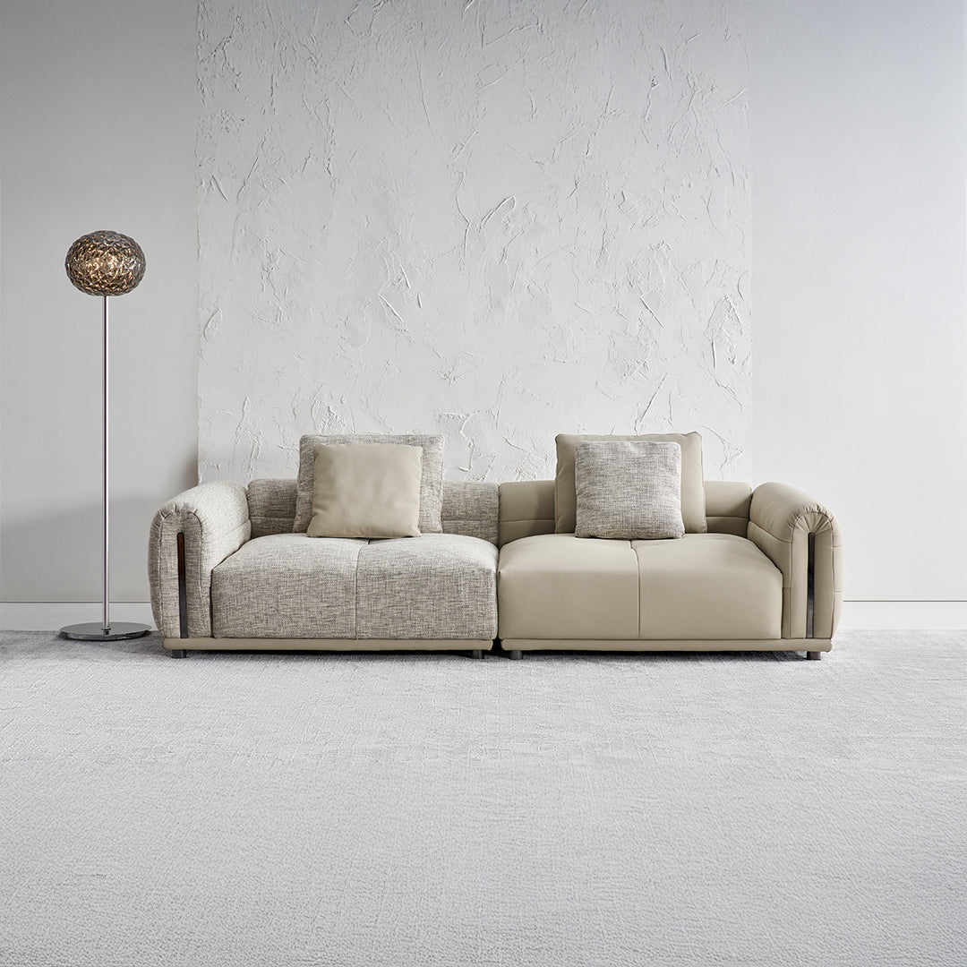 Display of BEACON Quadro single seater modular sofa with left armrest, showcasing modern design and comfortable seating.