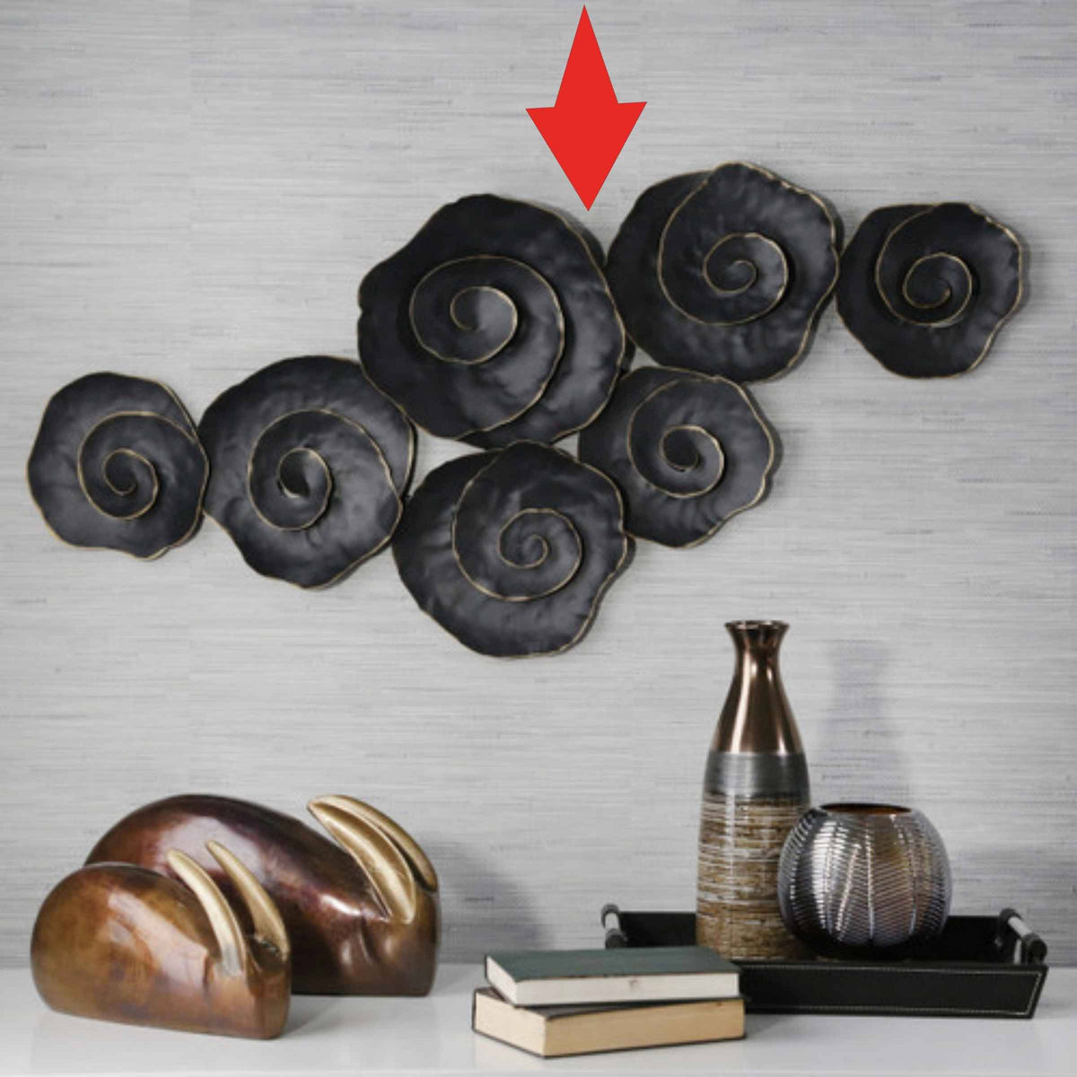 Display Item -  Rose Wall Decor 111.76 Cm  - Black 14751 Nakheel -  DISPLAY ITEM - ebarza Furniture UAE | Shop Modern Furniture in Abu Dhabi & Dubai - مفروشات ايبازرا في الامارات | تسوق اثاث عصري وديكورات مميزة في دبي وابوظبي