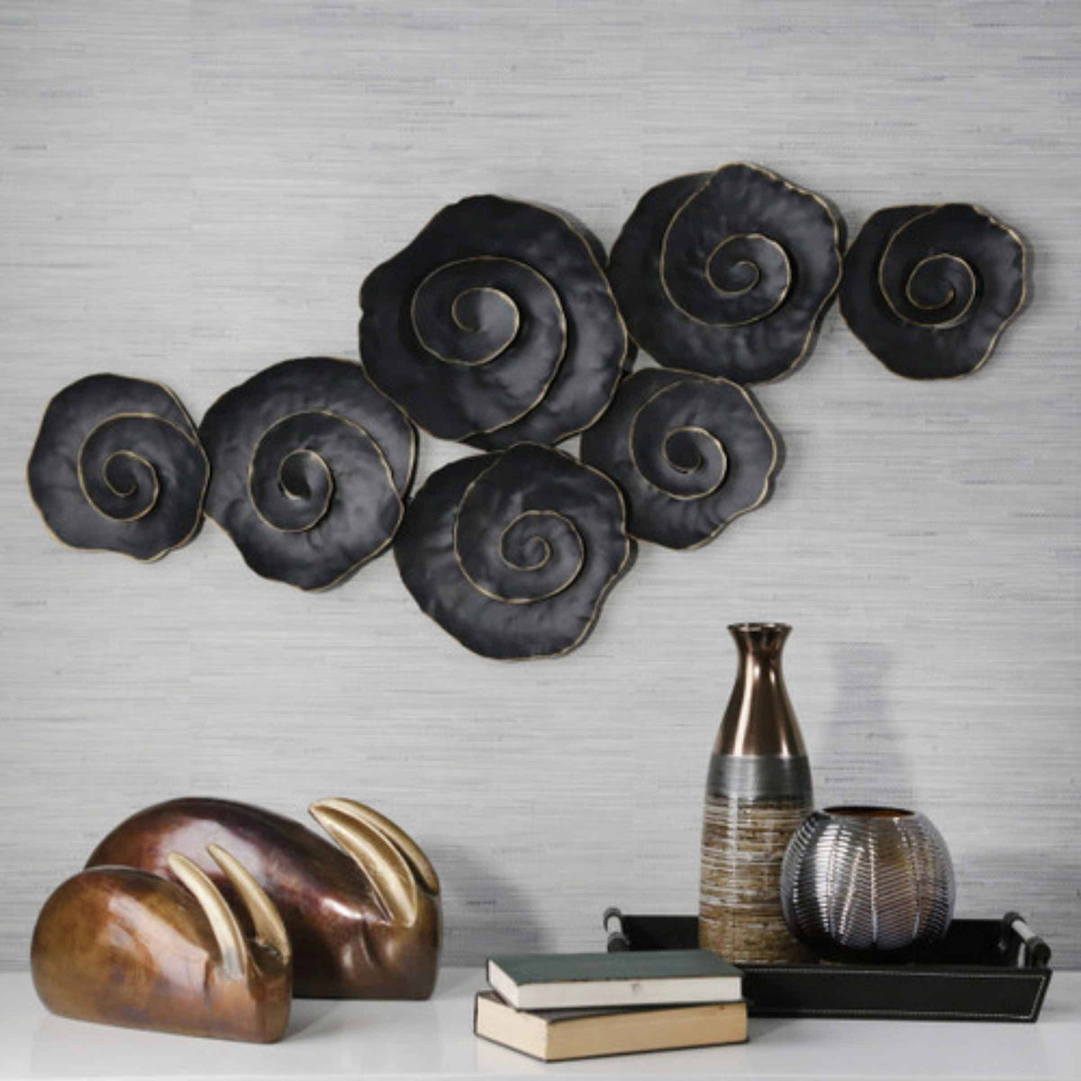 Display Item -  Rose Wall Decor 111.76 Cm  - Black 14751 Nakheel -  DISPLAY ITEM - ebarza Furniture UAE | Shop Modern Furniture in Abu Dhabi & Dubai - مفروشات ايبازرا في الامارات | تسوق اثاث عصري وديكورات مميزة في دبي وابوظبي
