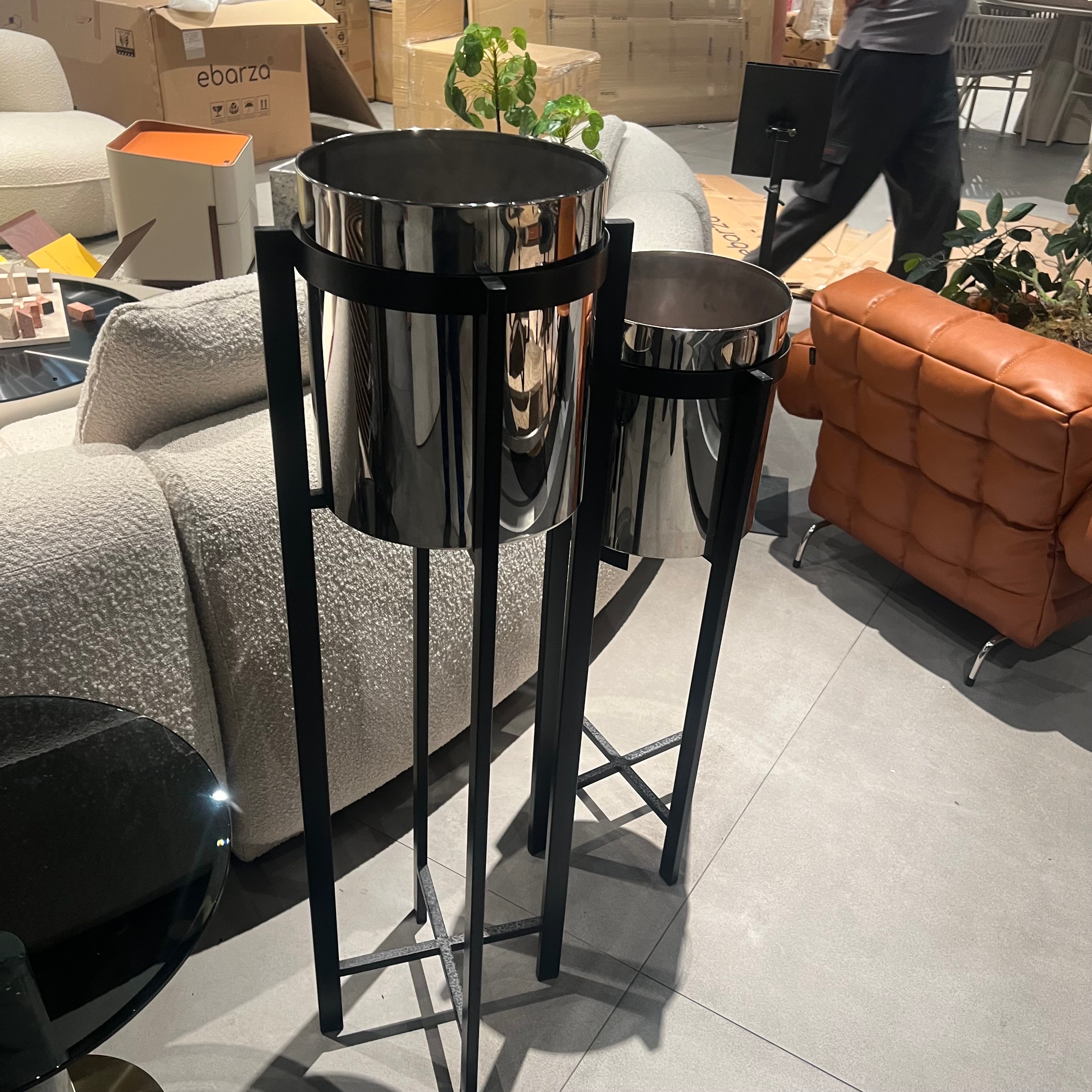 Set of 2 Beacon planter flower boxes with modern design, displayed together for decorative outdoor or indoor gardening.