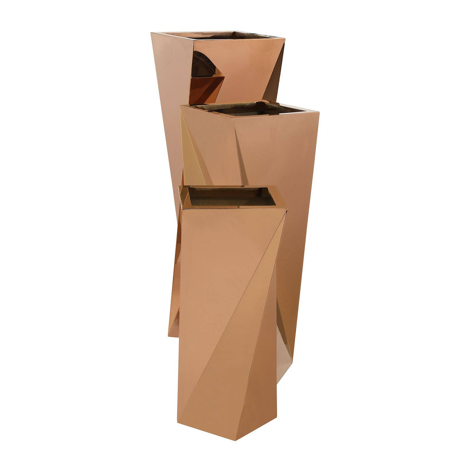 Set of 3 large stainless steel planter boxes by Beacon, featuring sleek, modern design for indoor or outdoor plant display.