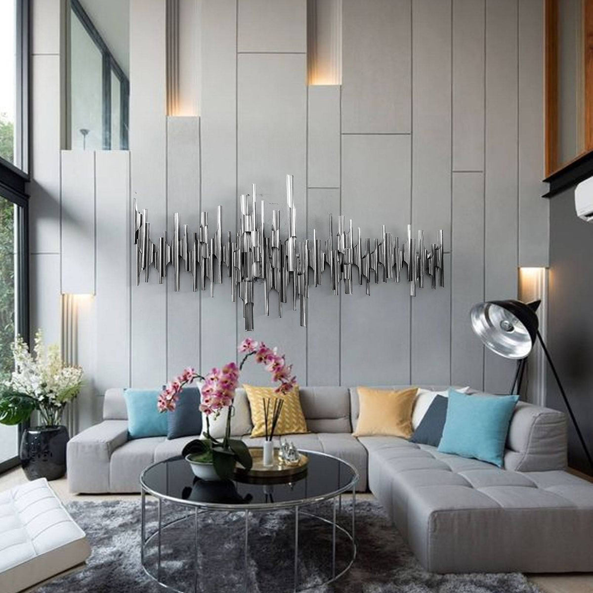 Display Item -  Silver Tubes Handcrafted Stainless Steel Artwork Bg2020012 Nakheel -  DISPLAY ITEM - ebarza Furniture UAE | Shop Modern Furniture in Abu Dhabi & Dubai - مفروشات ايبازرا في الامارات | تسوق اثاث عصري وديكورات مميزة في دبي وابوظبي
