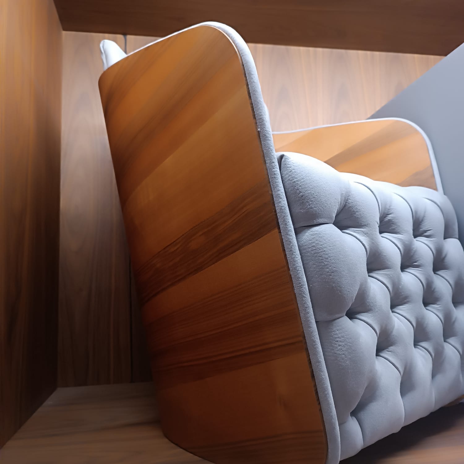 Small beige Sir Armchair by LODA FURNITURE, displayed as a stylish, compact seating option with a modern design.