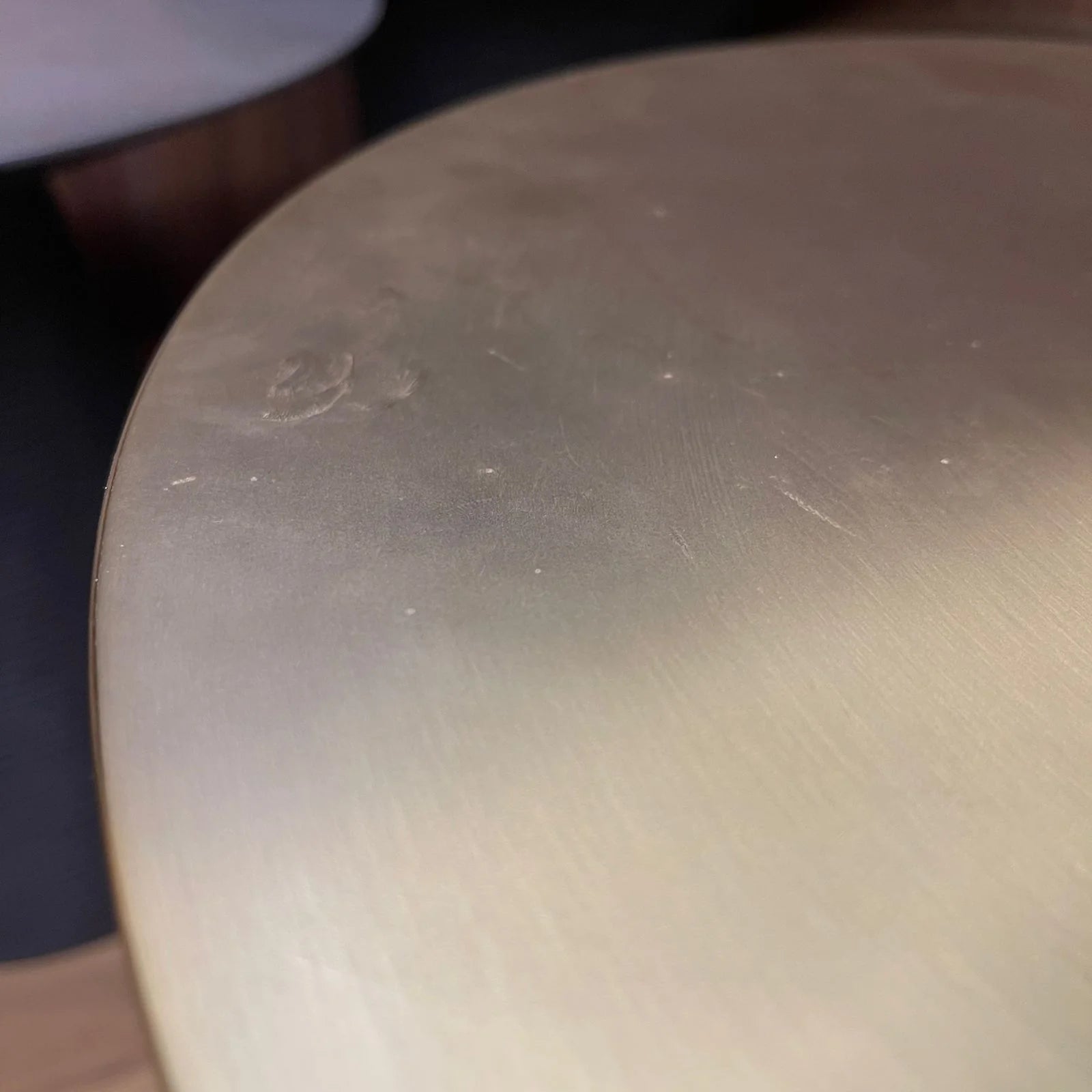 Display image of a BEACON Tango side table in brown with a modern design, showcasing its sleek, compact surface and sturdy build.