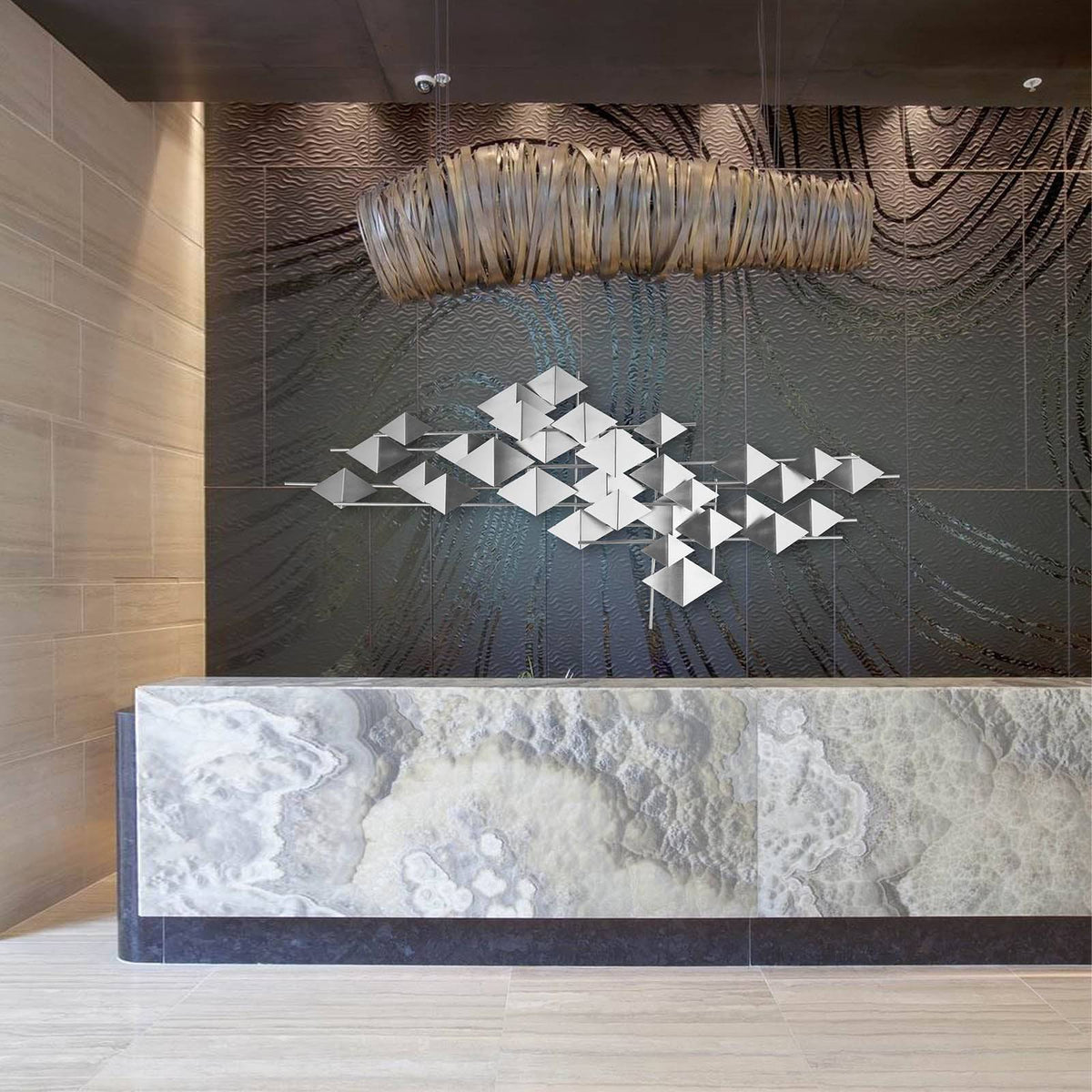 Display Item -  The Silver Flock Handcrafted Stainless Steel Artwork Z08023-Ch Nakheel -  DISPLAY ITEM - ebarza Furniture UAE | Shop Modern Furniture in Abu Dhabi & Dubai - مفروشات ايبازرا في الامارات | تسوق اثاث عصري وديكورات مميزة في دبي وابوظبي