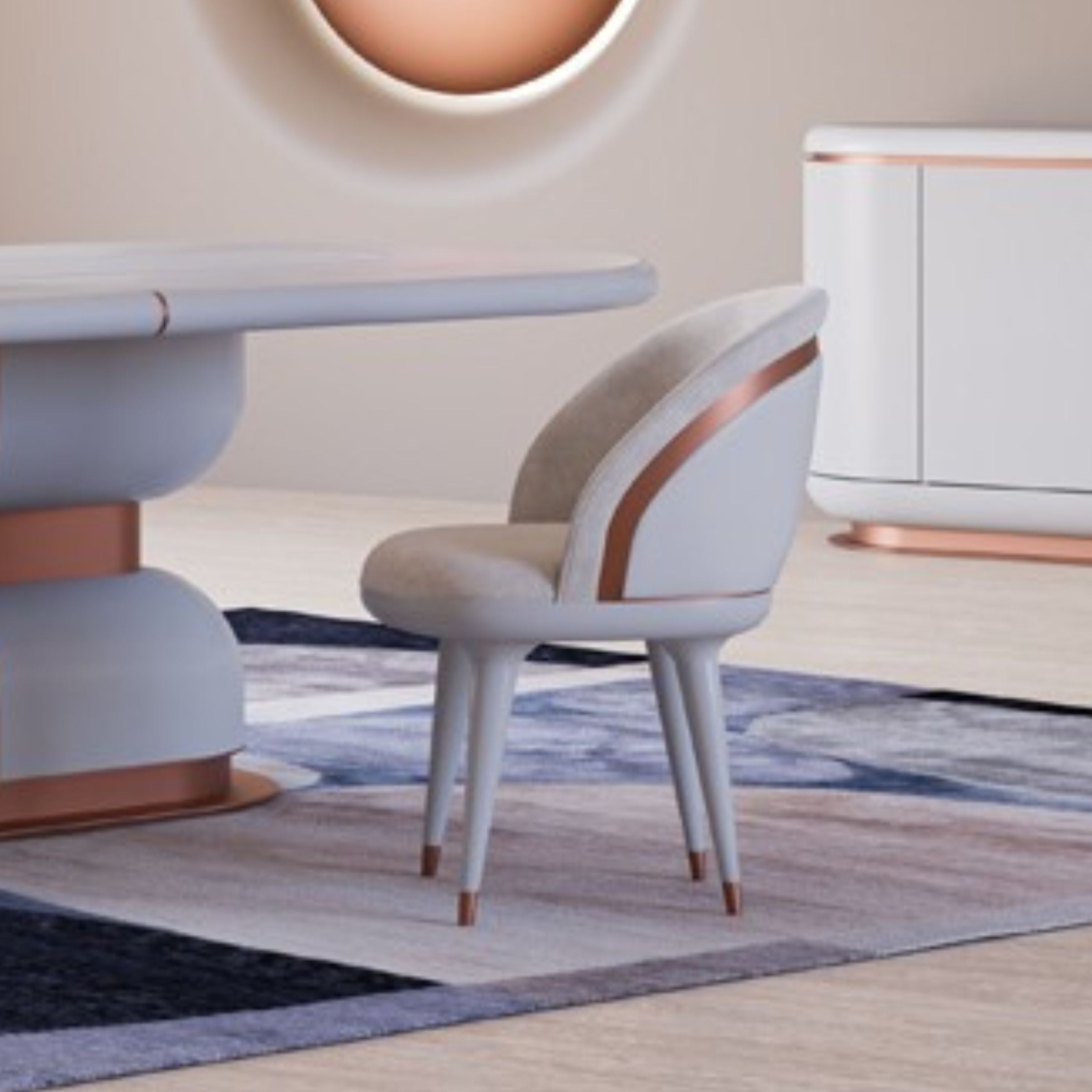 Modern Tulip Dining Chair by LODA FURNITURE featuring a sleek design with a curved seat and metal base.