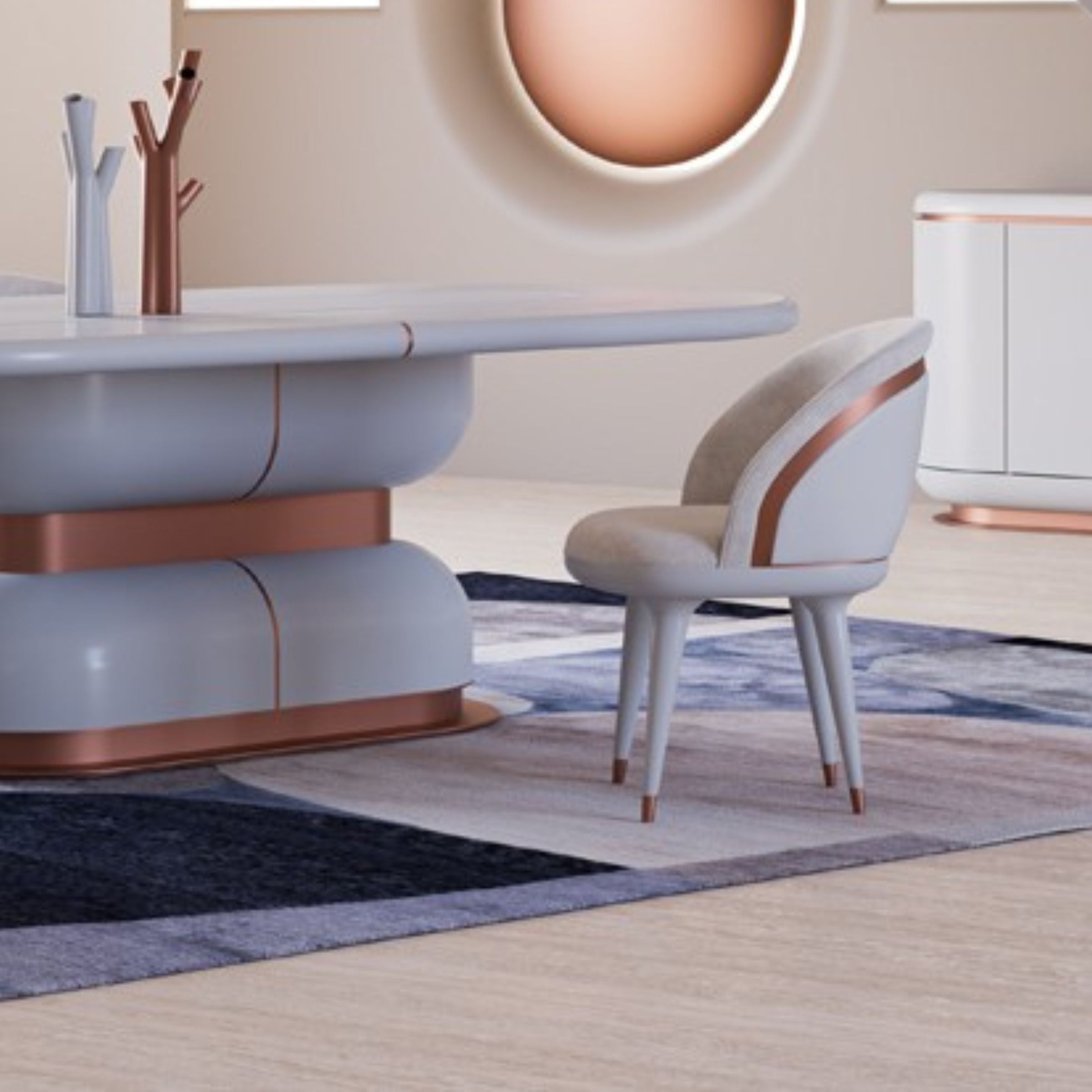 Loda Furniture Tulip Dining Chair with a sleek design, featuring a smooth seat and modern legs, in a stylish indoor setting.