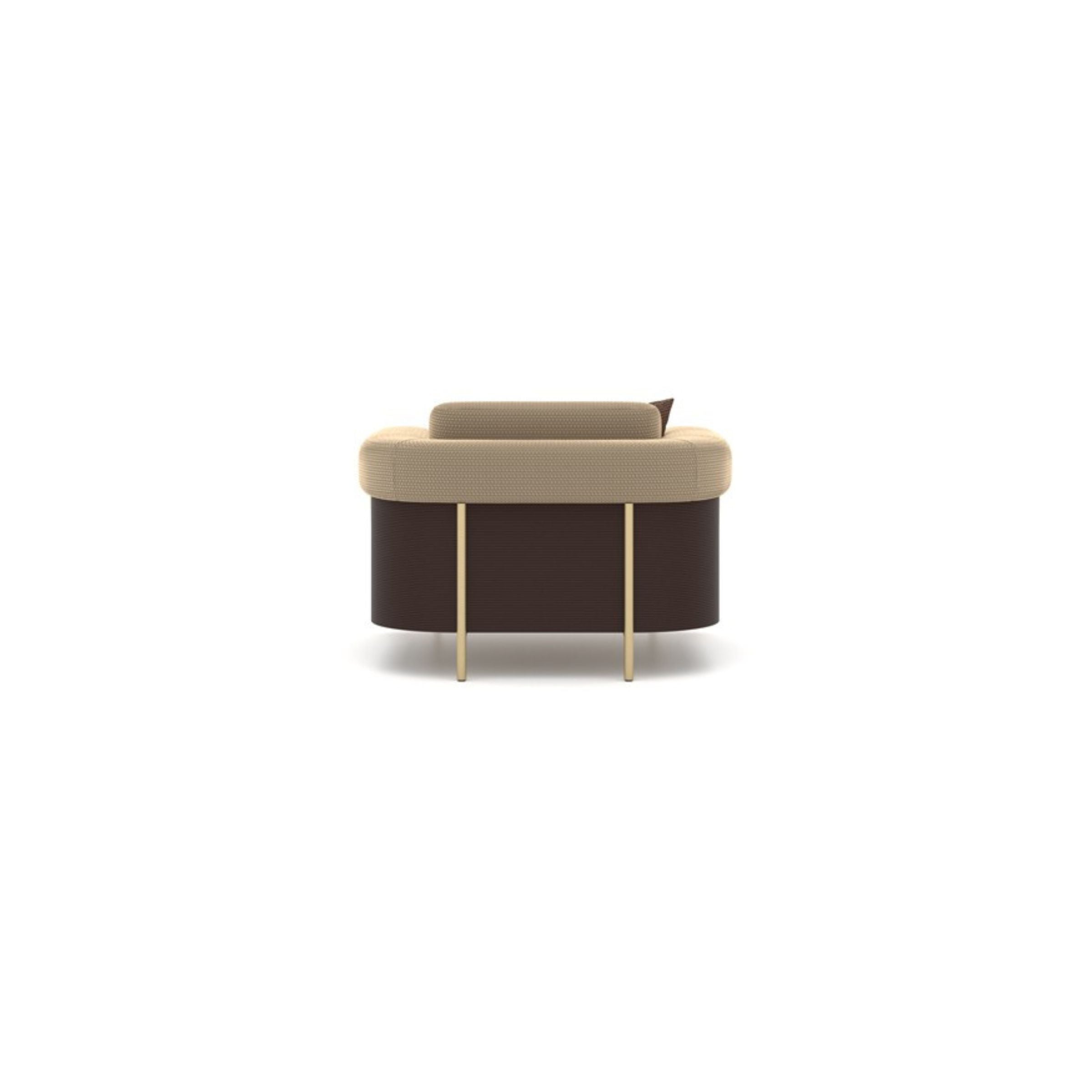 Loda Furniture Vega Armchair BERVEG001 lounge chair with modern design, plush upholstery, and wooden legs in a stylish living room setting.