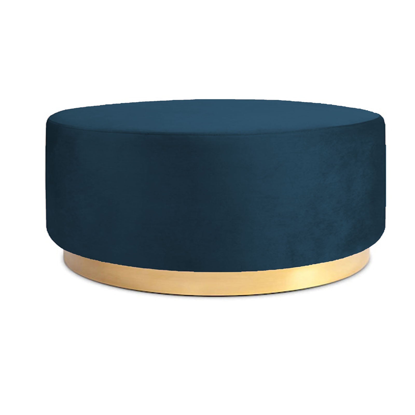 Velletri Pouff from Beacon TGDG, beige fabric with black base, modern accent piece for living room or lounge area.
