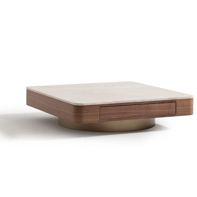 Modern wagon-style center coffee table by ORIX with a sleek wooden finish, perfect for living room decor.