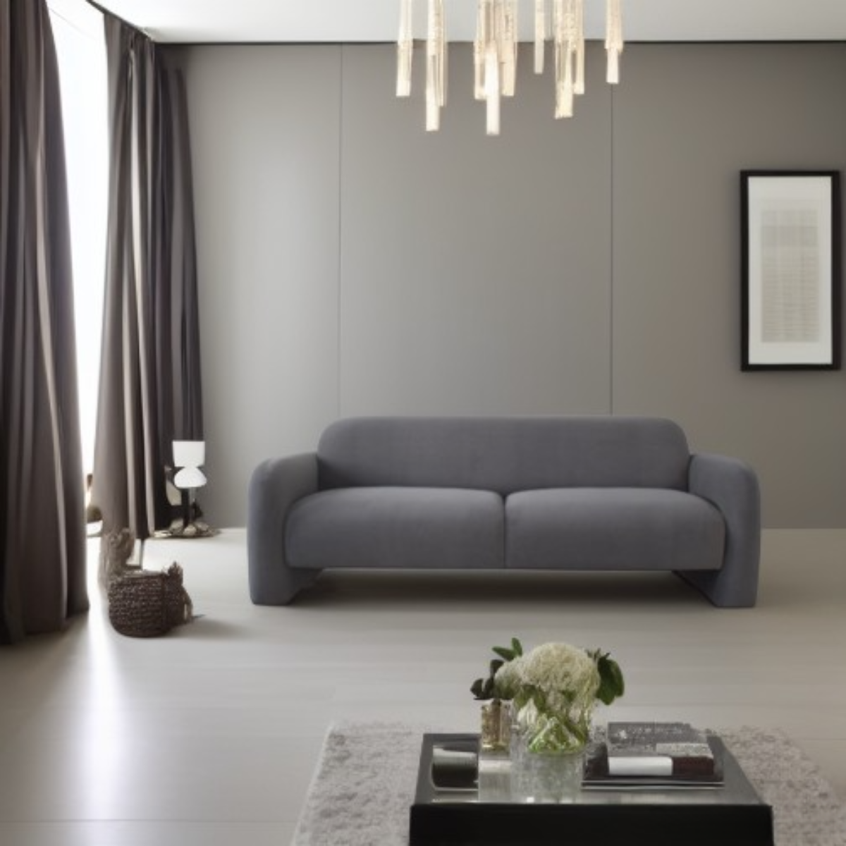 Gray WD 3-Seater modern sofa by SAGEBROOK HOME, display item with clean lines and contemporary design.